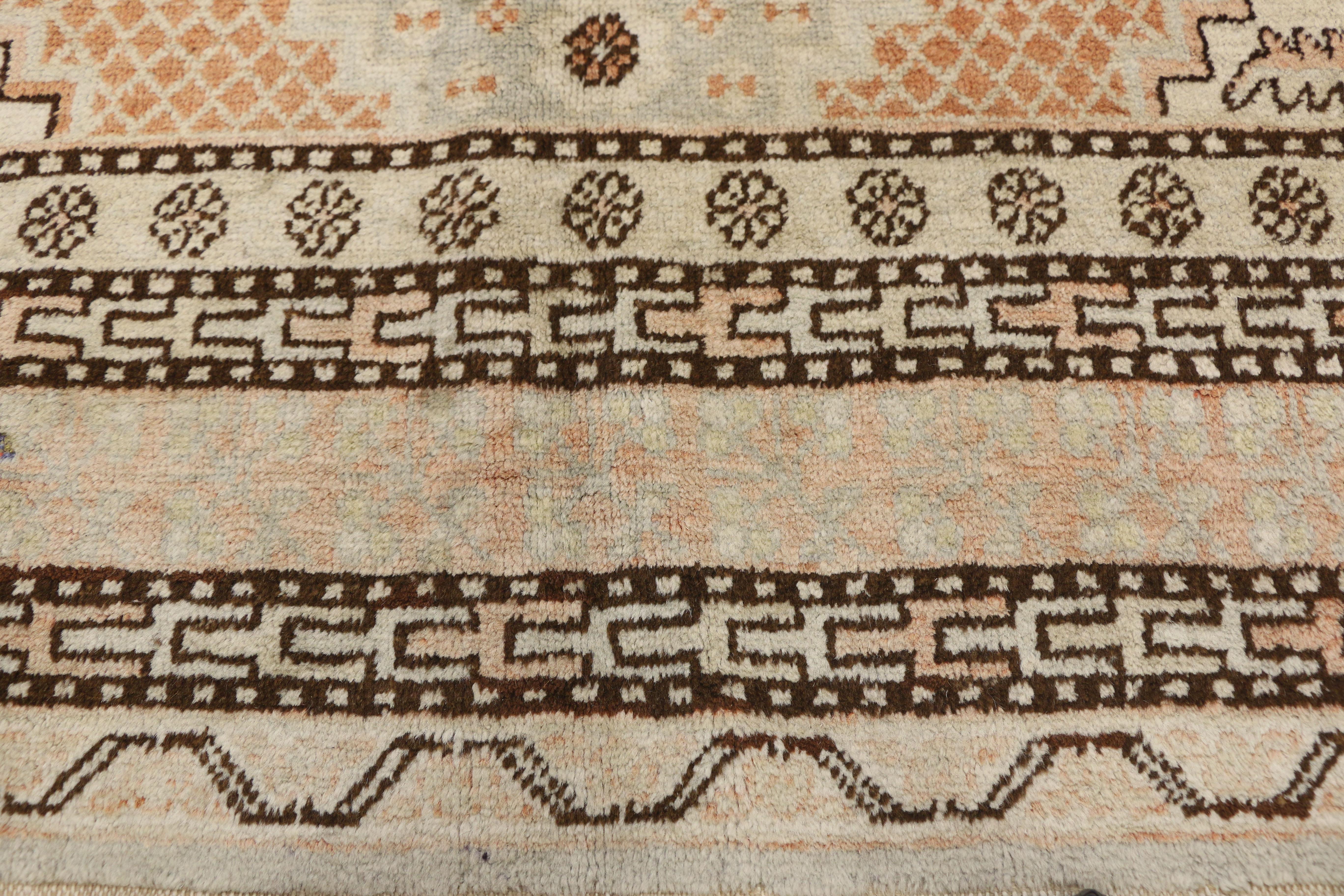 Hand-Knotted Vintage Turkestan Khotan Rug Mediterranean Arts & Crafts Style For Sale