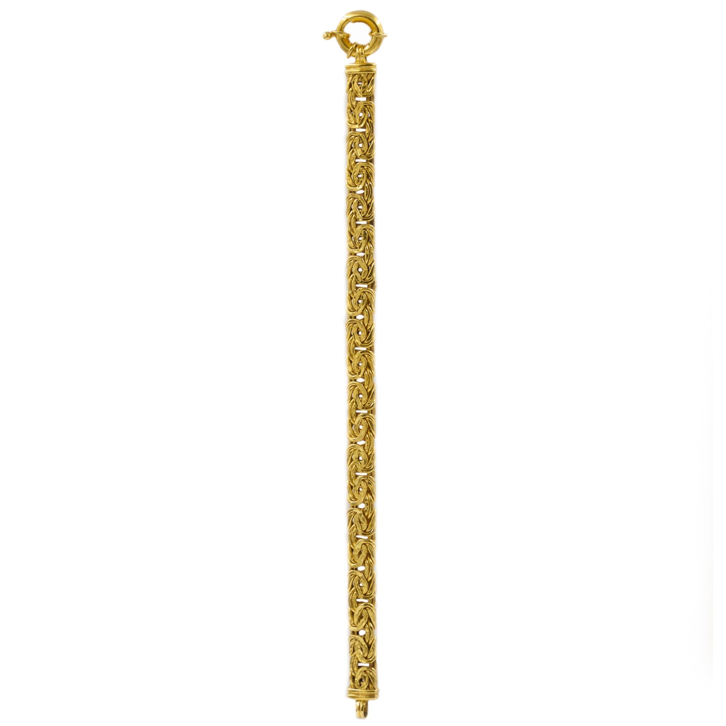 Mid-Century Modern Vintage Turkish 18k Gold Byzantine Link Bracelet