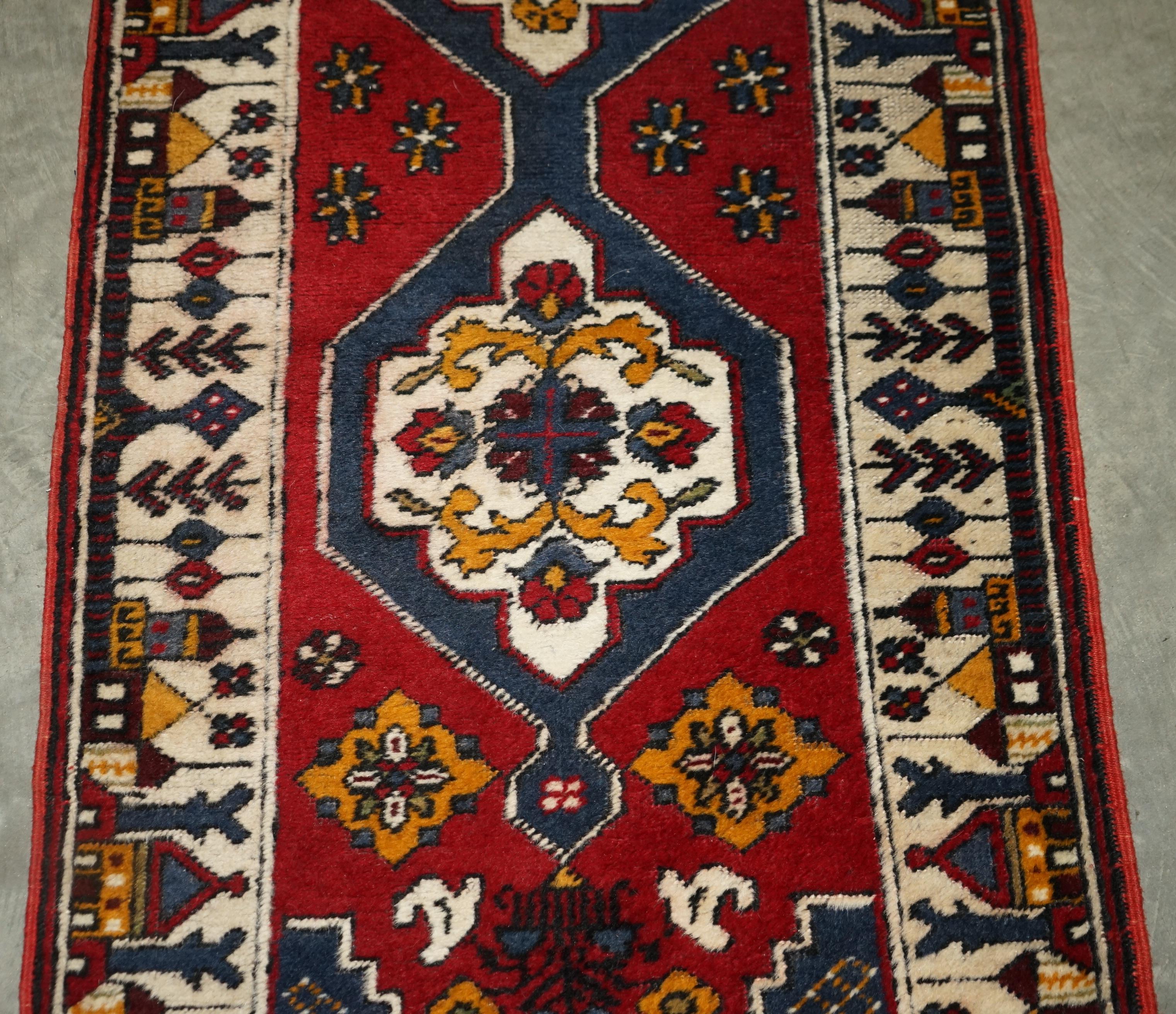 Vintage Turkish Geometric Aztek Kilim Runner Hallway Rug Carpet For Sale 3