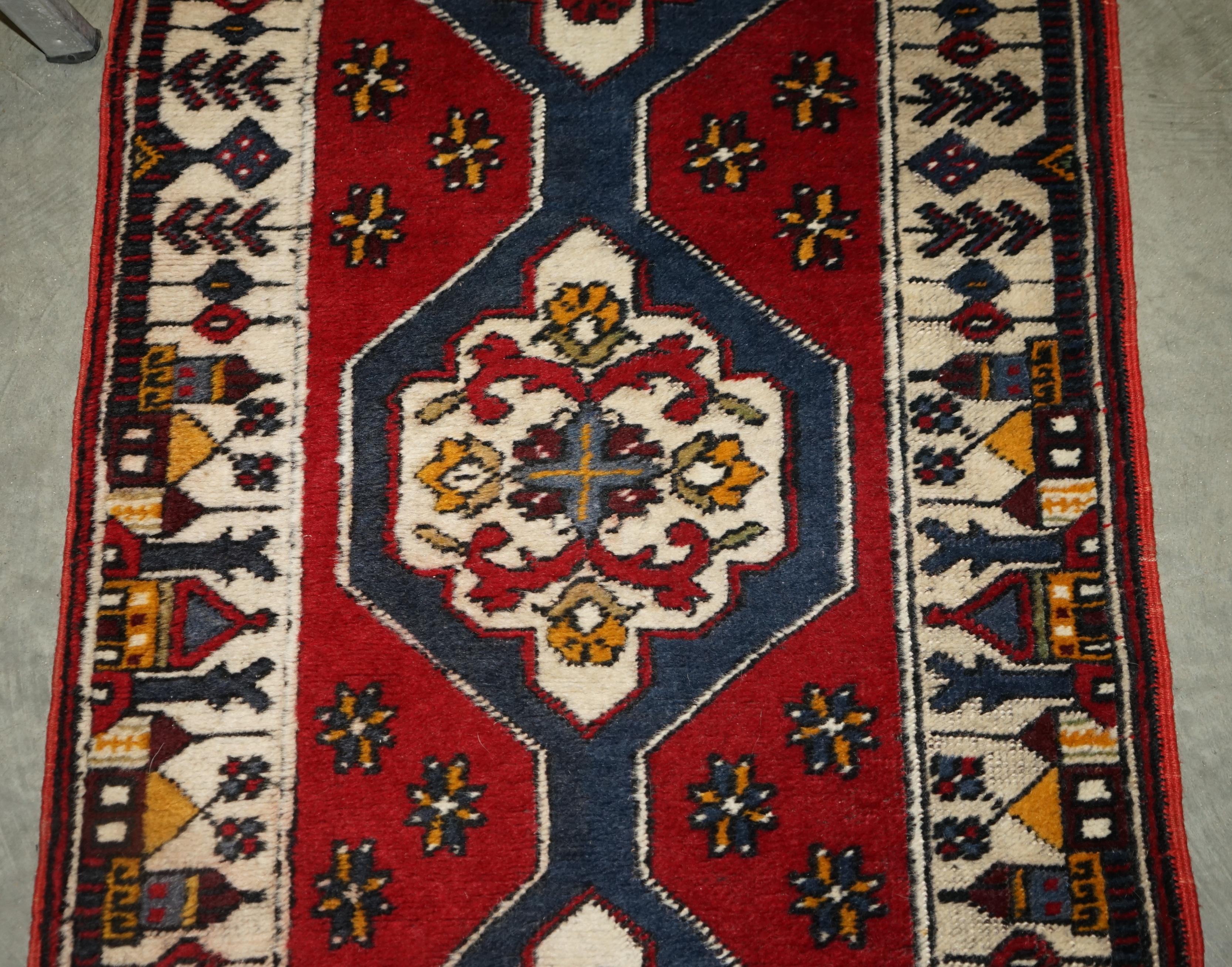 Vintage Turkish Geometric Aztek Kilim Runner Hallway Rug Carpet For Sale 4