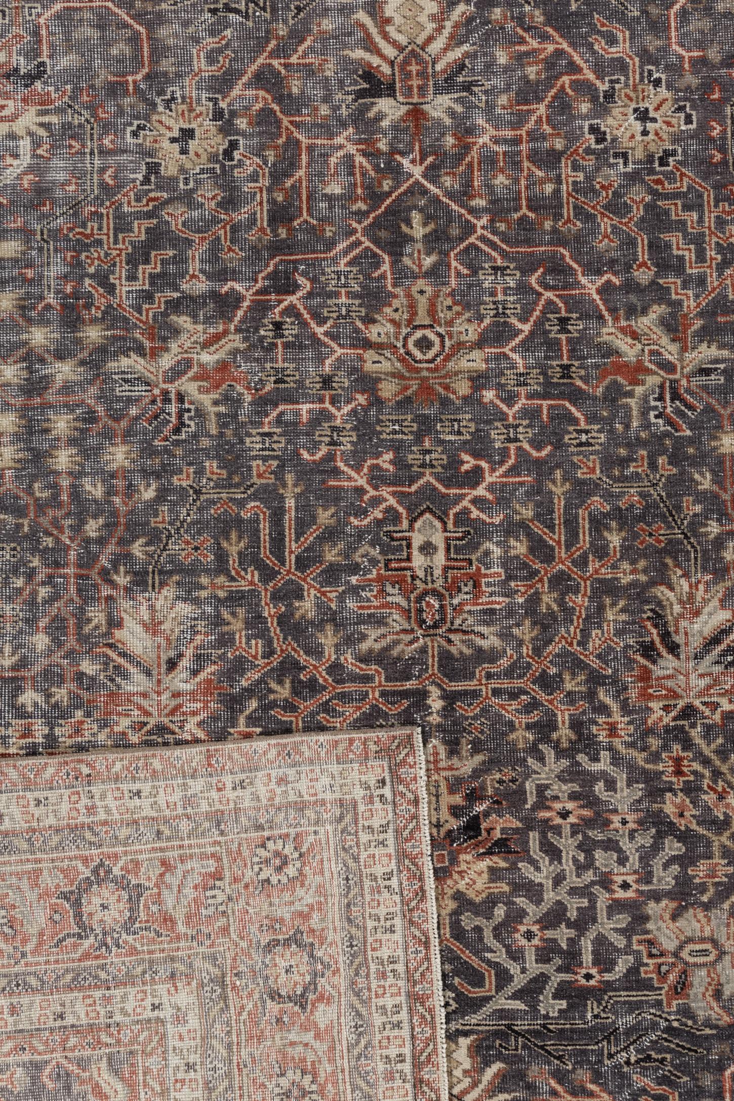 Vintage Turkish Anatolian Area rug 8'8 X 11'2. Hand-woven in Turkey where rug weaving is the culture rather than a business. Rugs from Turkey are known for the high quality of their wool their beautiful patterns and warm colors. These designer