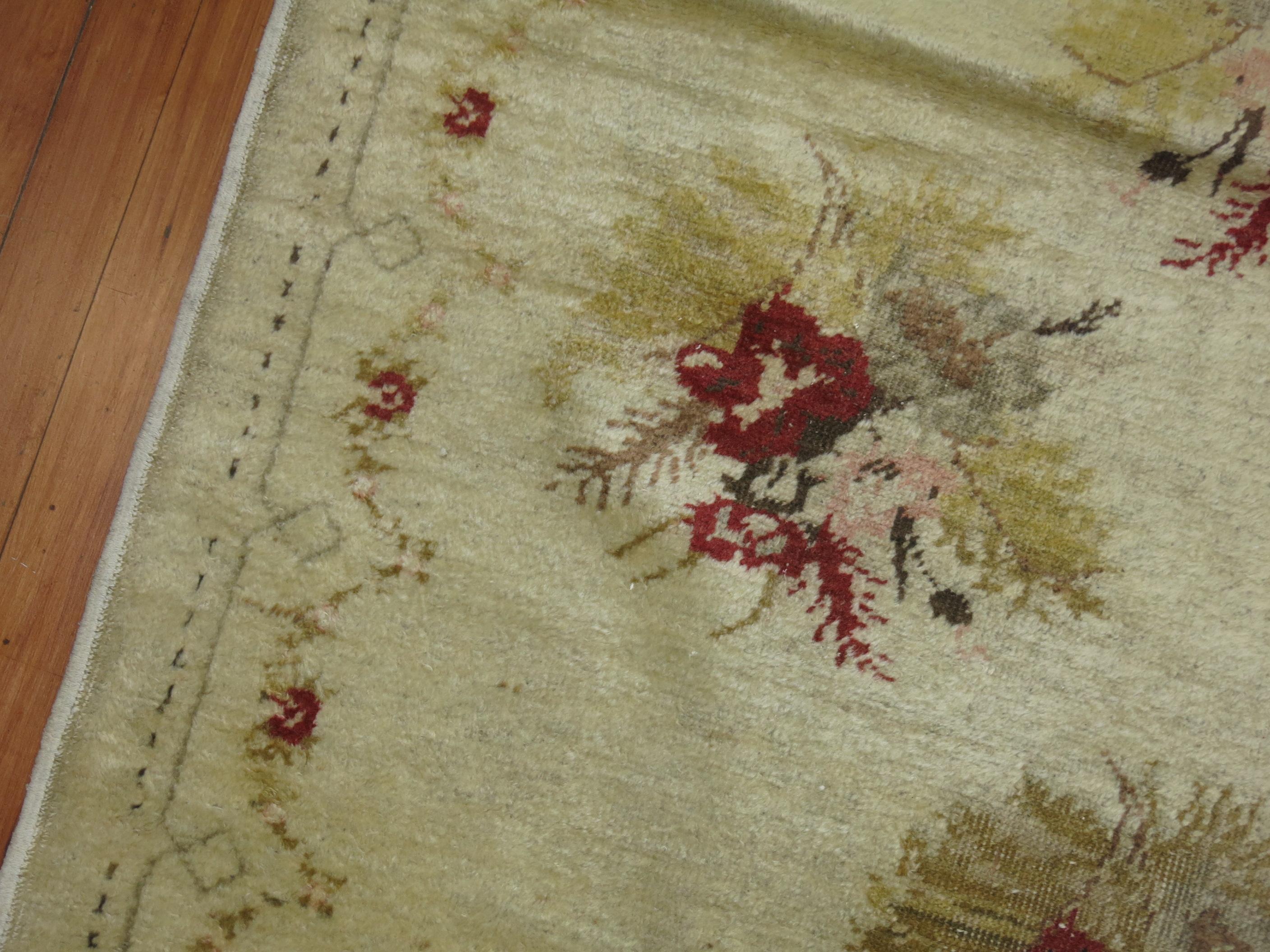 20th Century Zabihi Collection Vintage Turkish Anatolian Floral Runner  For Sale