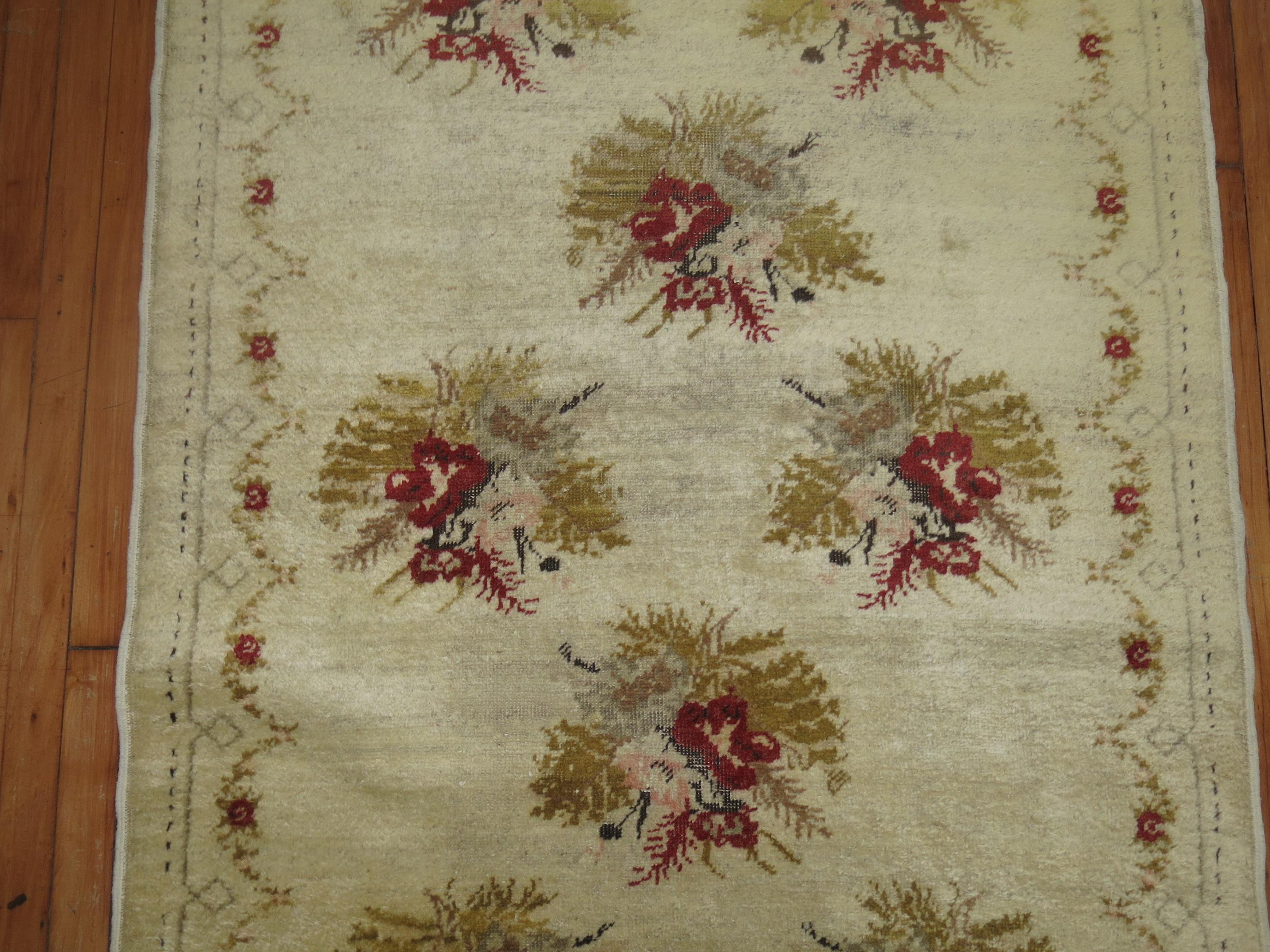 Zabihi Collection Vintage Turkish Anatolian Floral Runner  For Sale 1
