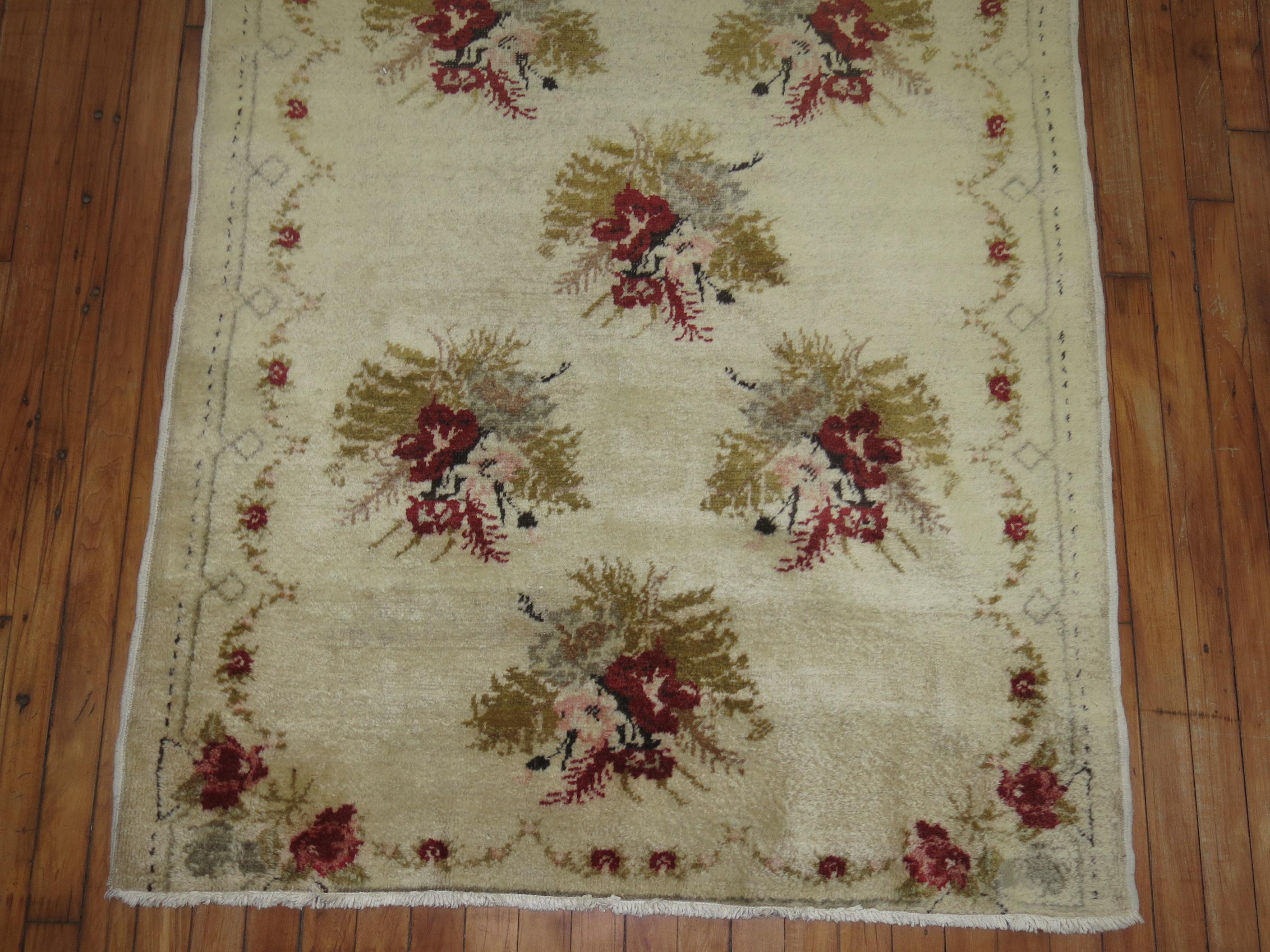 Zabihi Collection Vintage Turkish Anatolian Floral Runner  For Sale 3