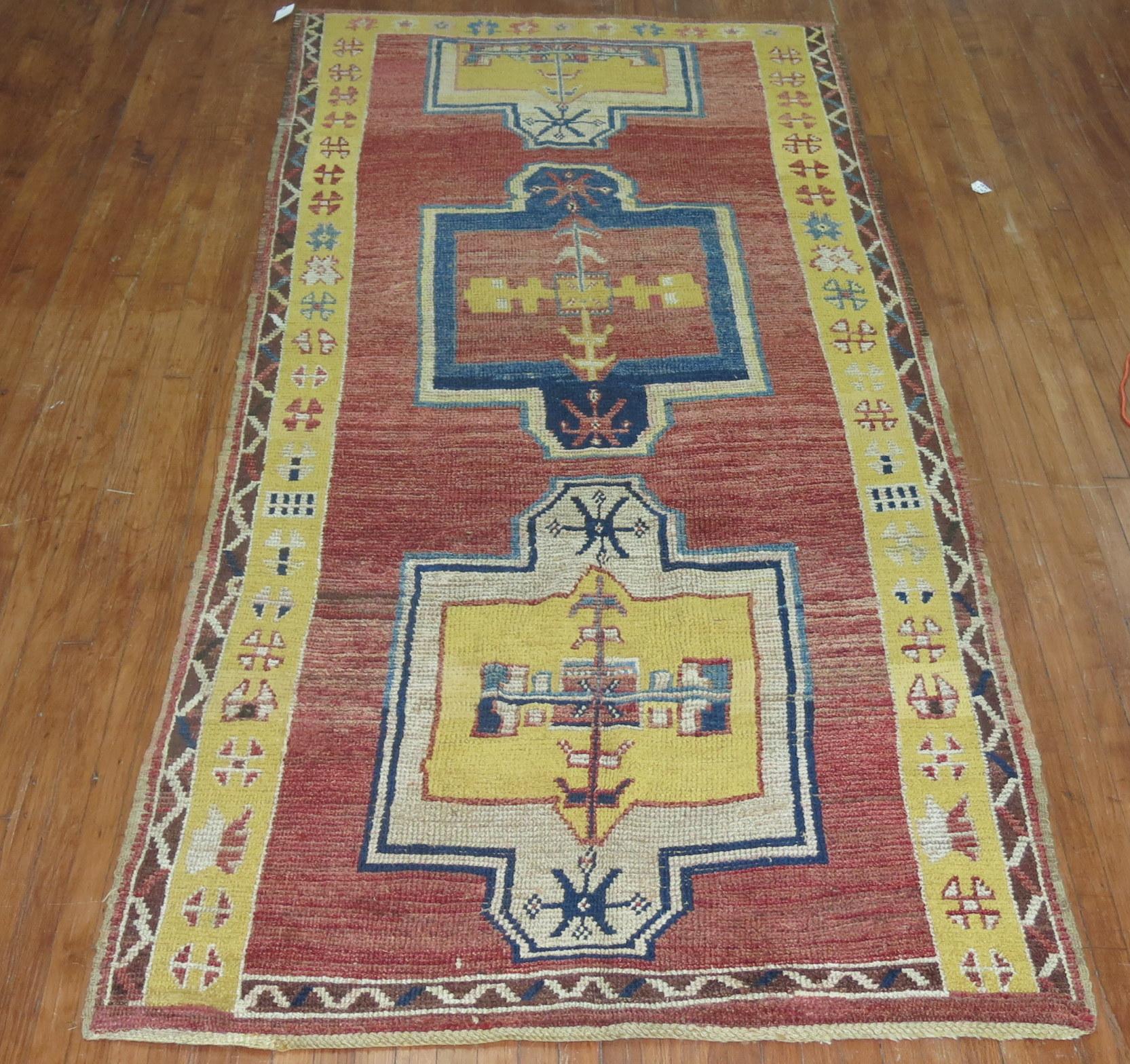 Futurist Vintage Turkish Anatolian Gallery Runner For Sale