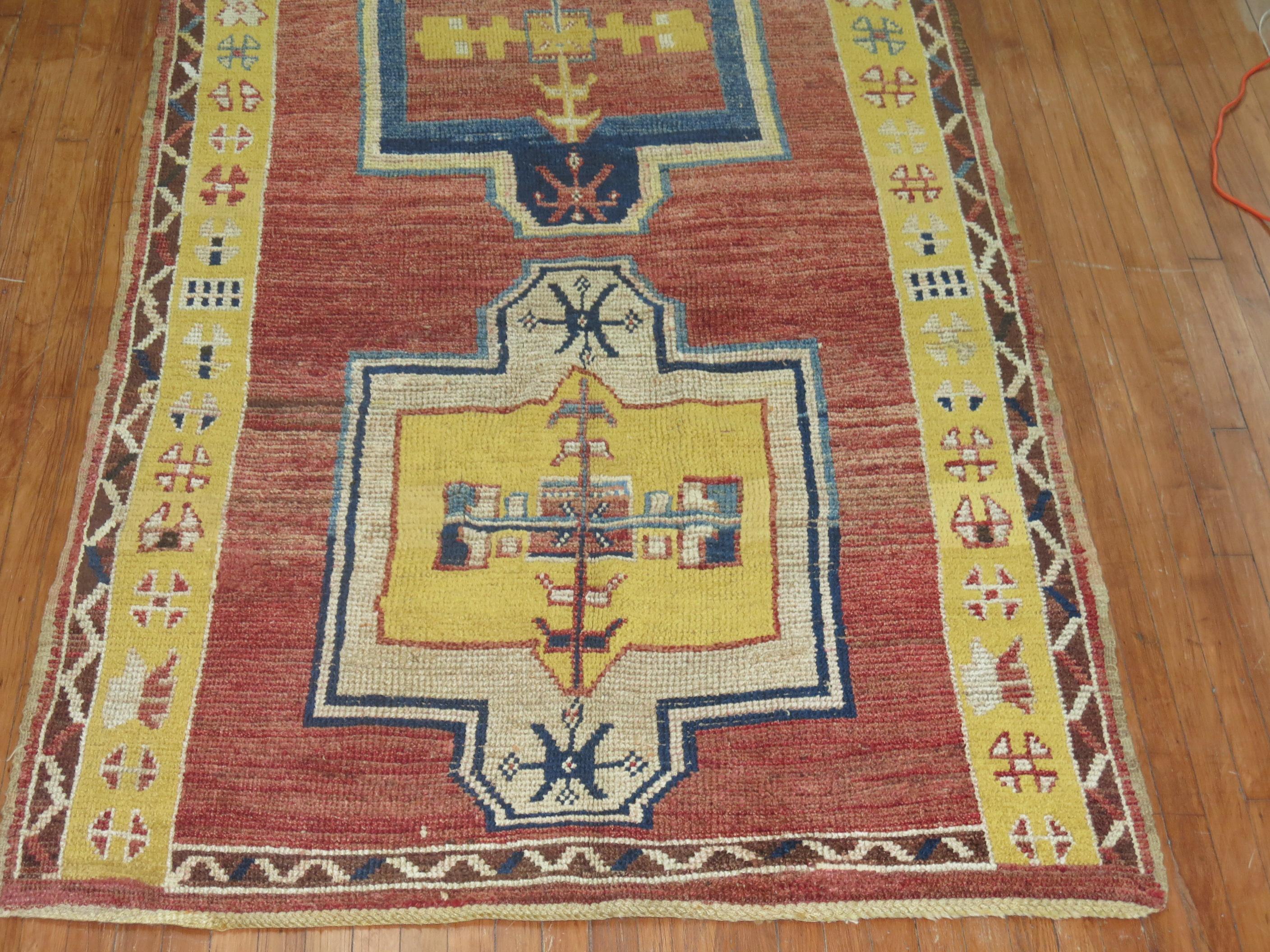 Hand-Woven Vintage Turkish Anatolian Gallery Runner For Sale