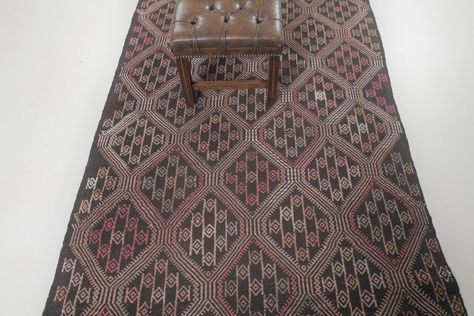 Mid-20th Century Vintage Turkish Anatolian Jejim Kilim by Mehraban Rugs For Sale