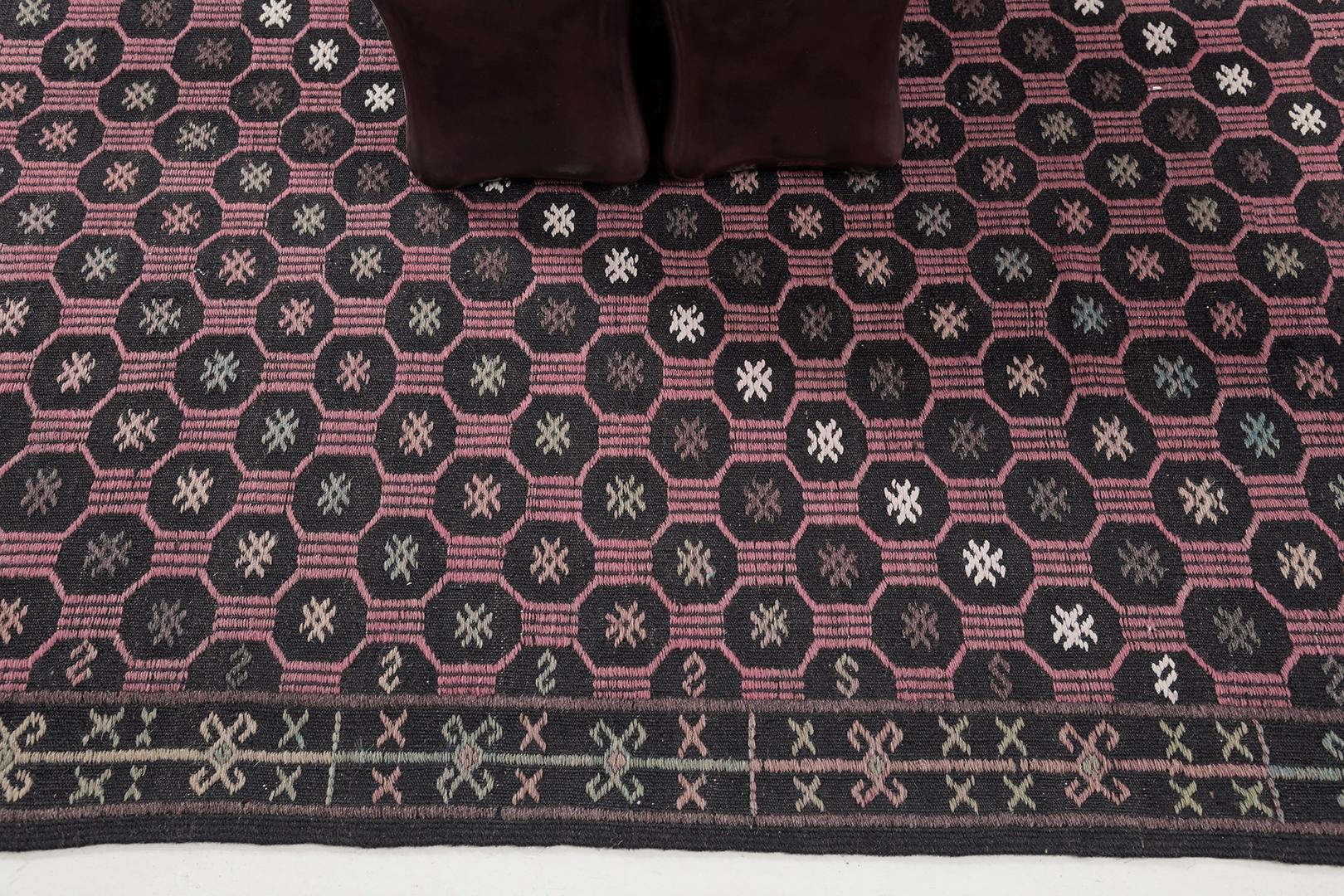 Vintage Jejim Kilim turco de Anatolia de Mehraban Rugs mediados del siglo XX en venta