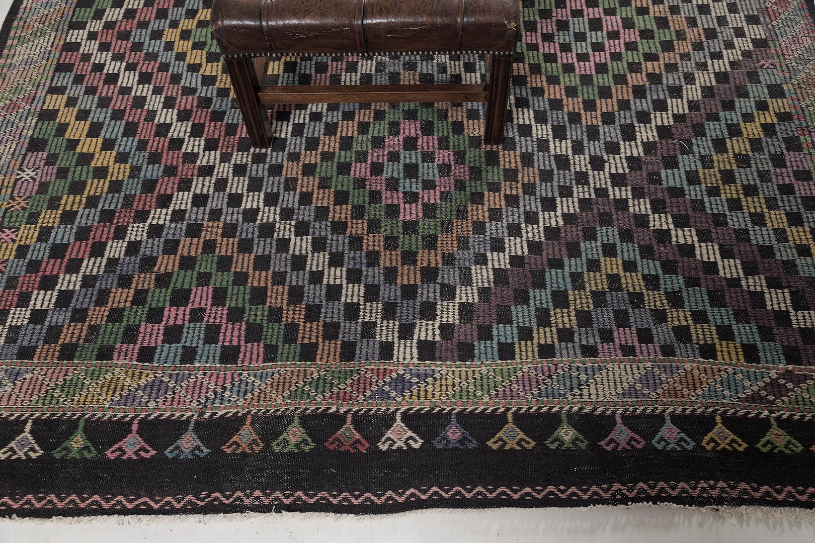 Vintage Turkish Anatolian Jejim Kilim In Good Condition For Sale In WEST HOLLYWOOD, CA