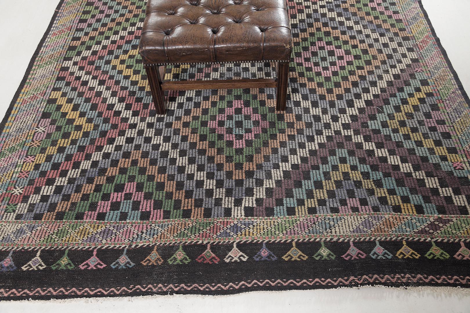 Mid-20th Century Vintage Turkish Anatolian Jejim Kilim For Sale