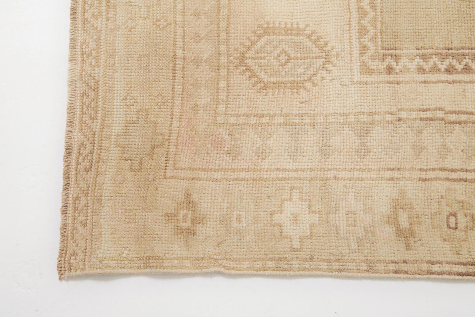 Kars has three majestic geometric elements that make your room very classy and aesthetic. Neutral color gives outstanding and attention to every detail. Turkish Anatolian rugs weave together dyes and colors, motifs, textures, and techniques that are