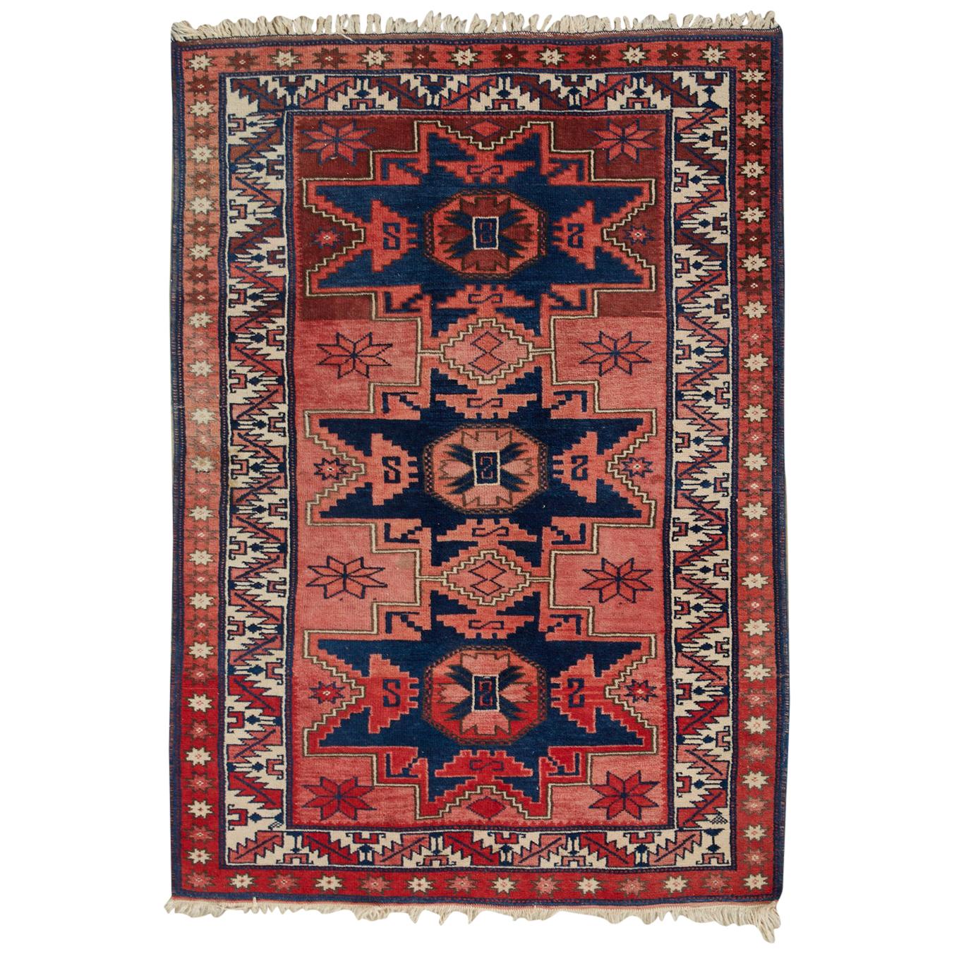 Vintage Turkish Anatolian Konya Rug