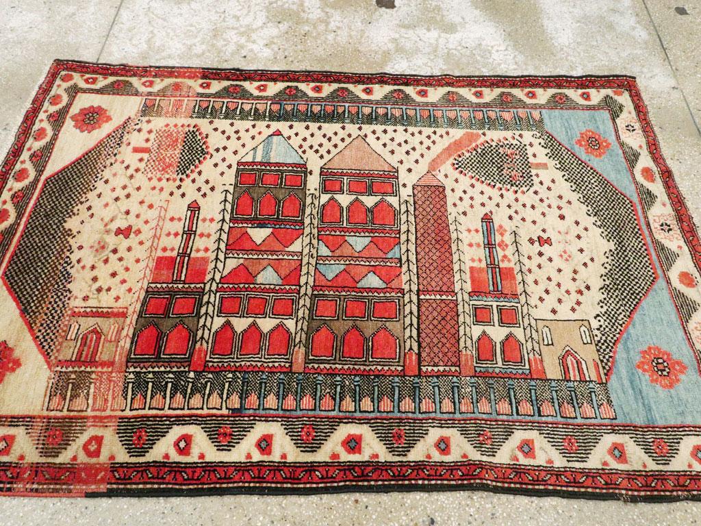 Vintage Turkish Anatolian Pictorial Rug For Sale 1