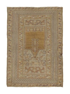 Vintage Turkish Anatolian Prayer Rug with Ivory & Gold Mihrab - Rug & Kilim