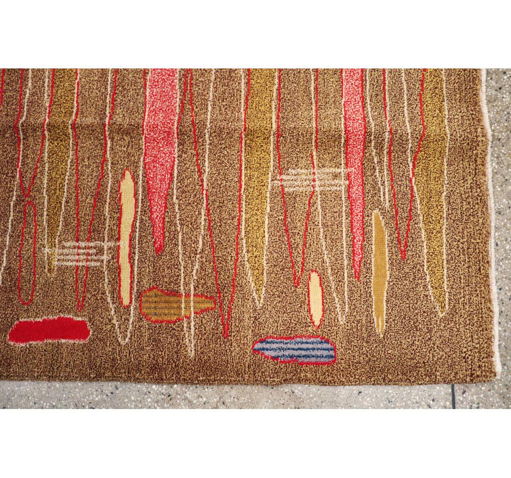 Mid-Century Modern Handmade Turkish Room Size Rug in the Style of Atomic Art For Sale 3