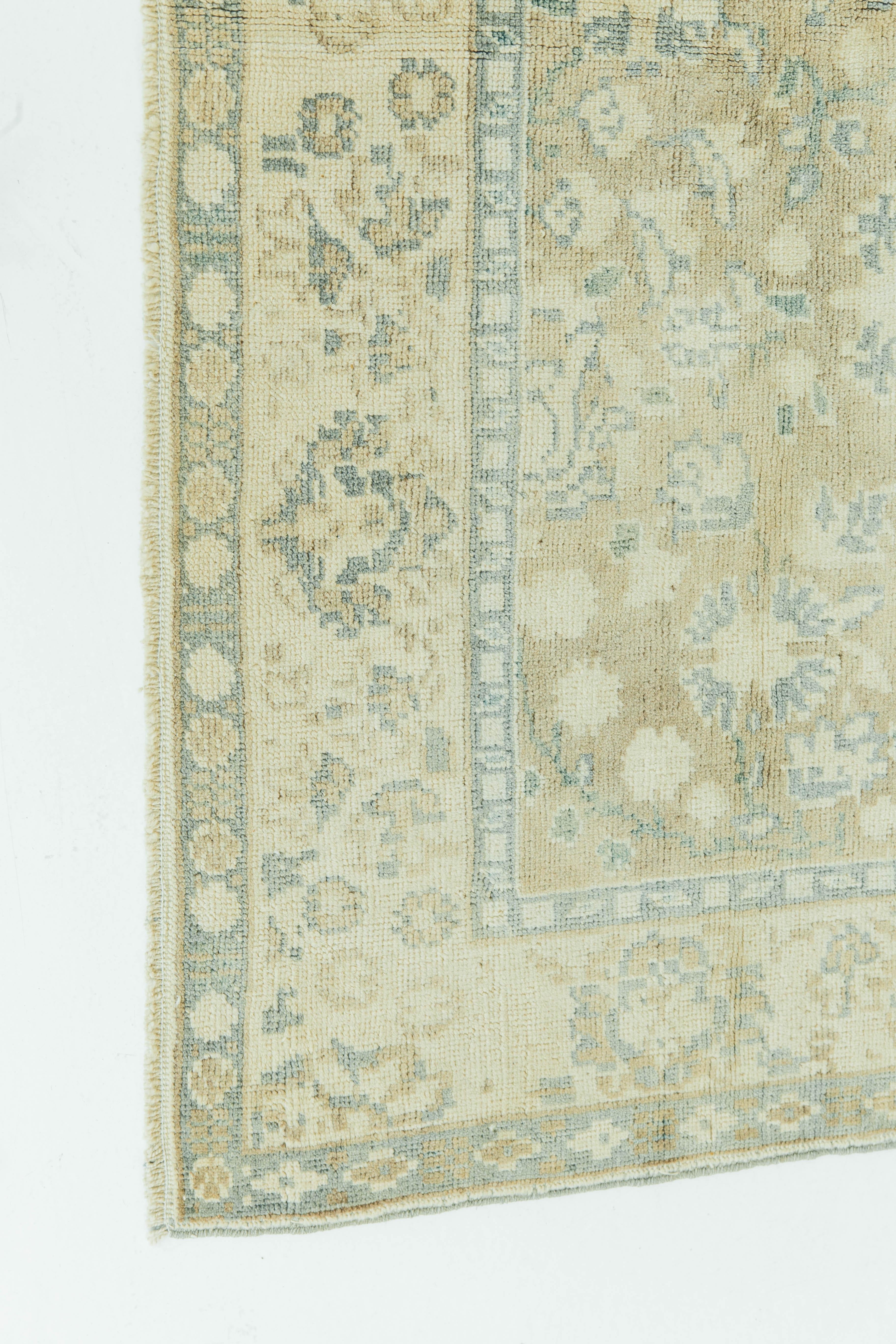 Vintage Turkish Anatolian rugs weave together dyes and colors, motifs, textures and techniques that are popular in Anatolia or Asia Minor. This Anatolian piece uses symmetry and geometric floral detailing to perfection. Colors of this antique piece