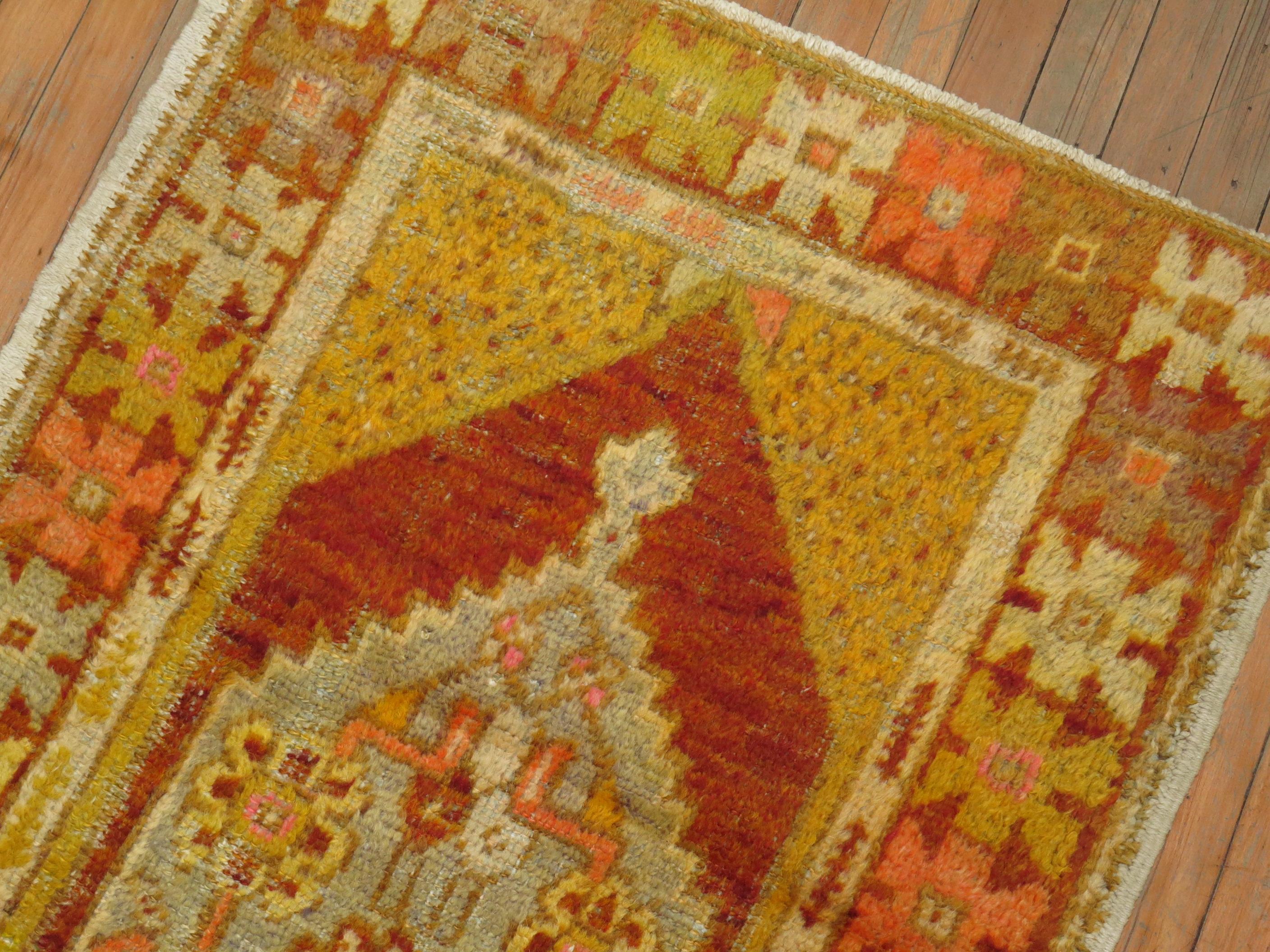 Colorful midcentury Turkish Anatolian rug.