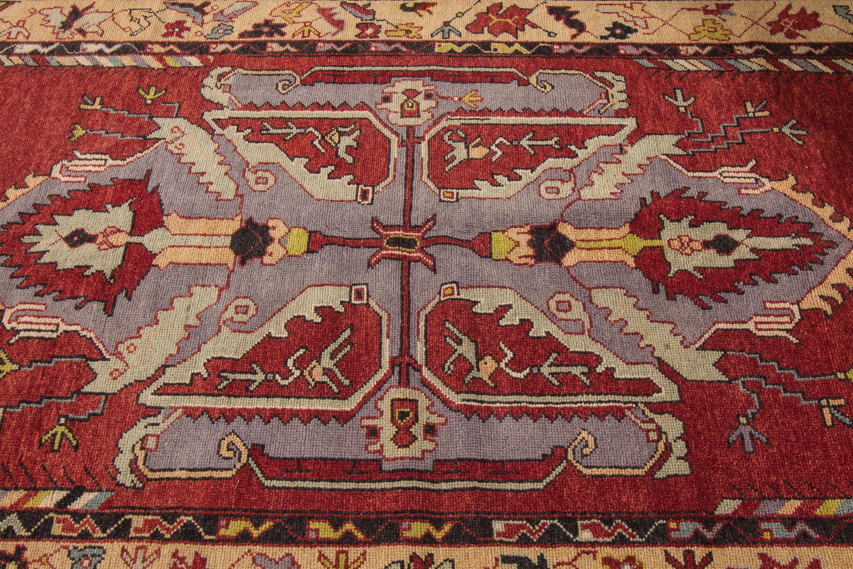 This hand knotted Anatolian rug, made in late 20th century Turkey, is characterized by a comely and highly representative Anatolian composition. This vintage rug beautifully communicates the finer strengths of Anatolian rug-weaving. Building on
