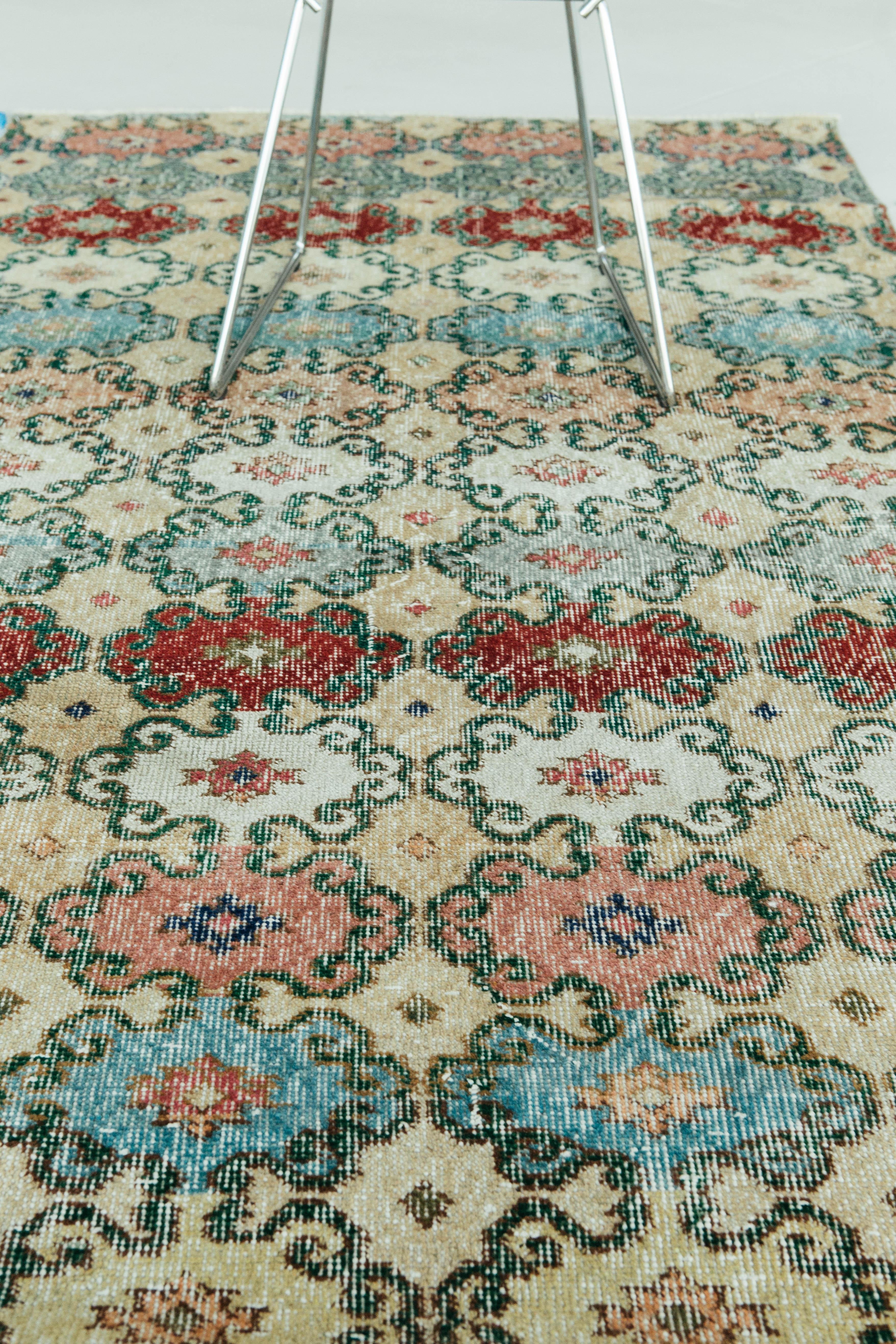 Hand-Knotted Vintage Turkish Anatolian Rug