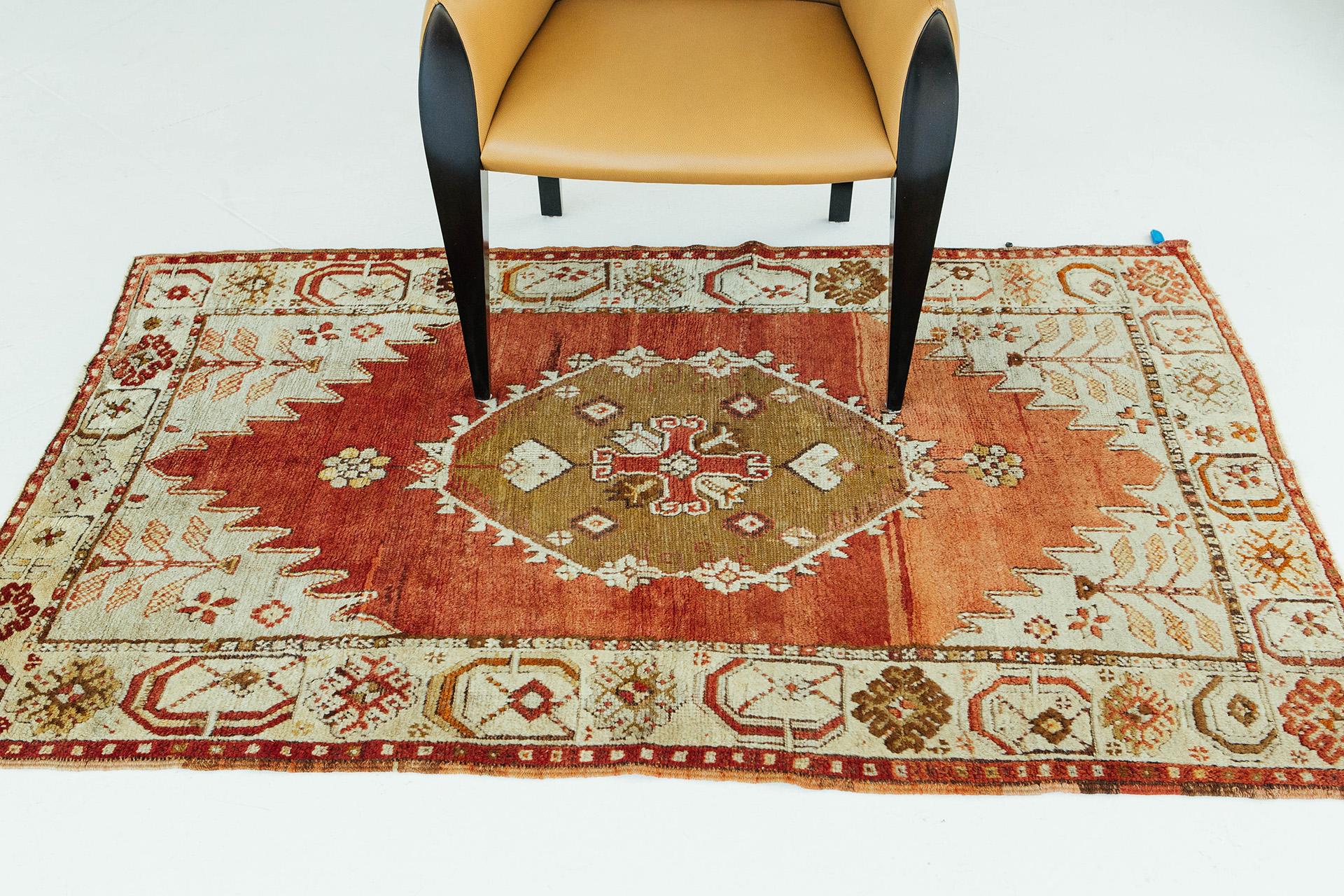 Hand-Knotted Vintage Turkish Anatolian Rug For Sale