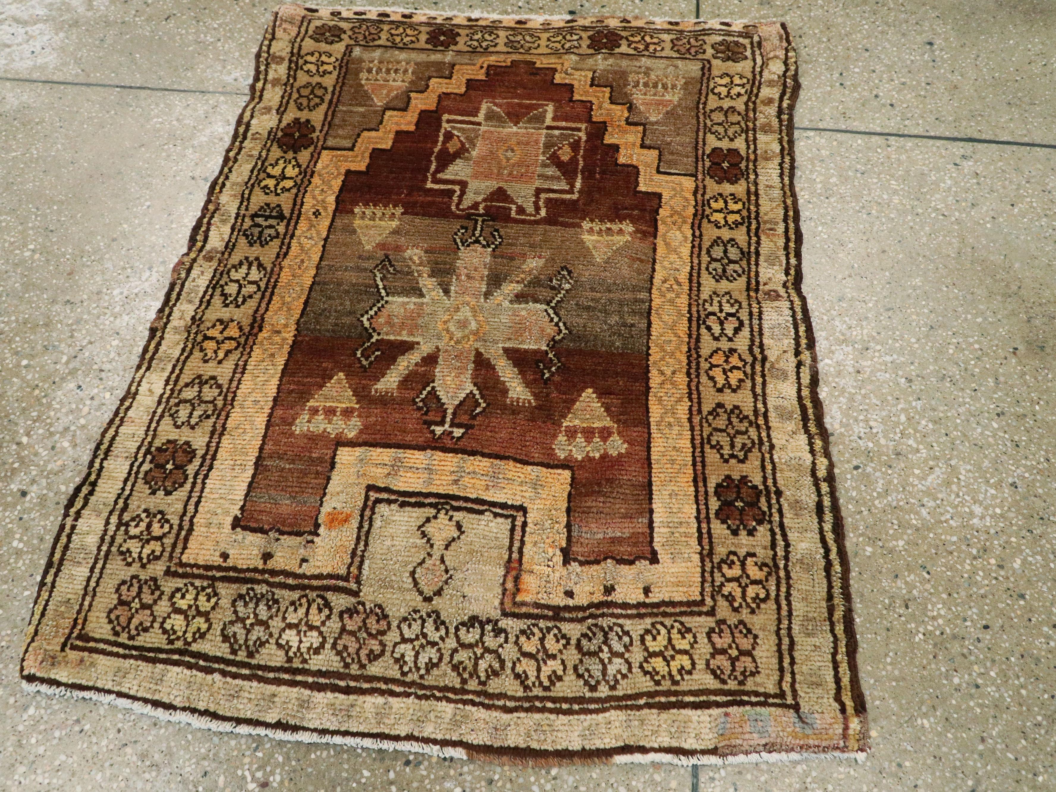 Hand-Knotted Vintage Turkish Anatolian Rug For Sale