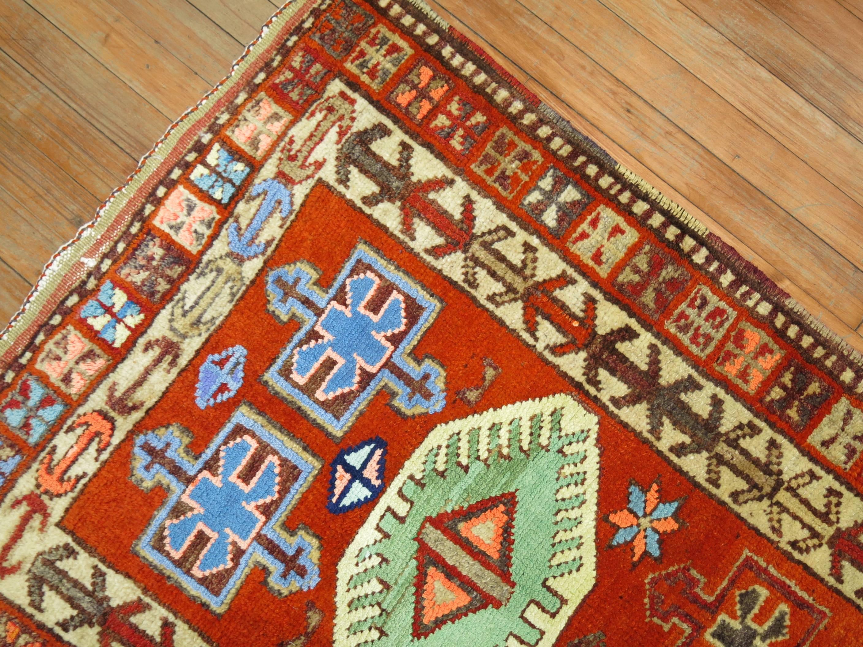 A colorful full pile vintage Turkish runner from the mid-20th century.

2'9'' x 12'6''