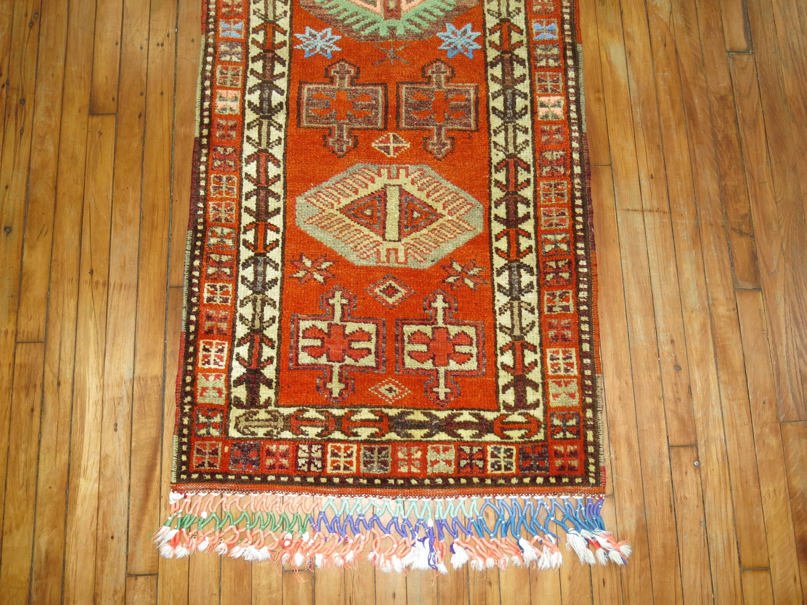 Zabihi Collection Vintage Turkish Anatolian Runner In Good Condition For Sale In New York, NY