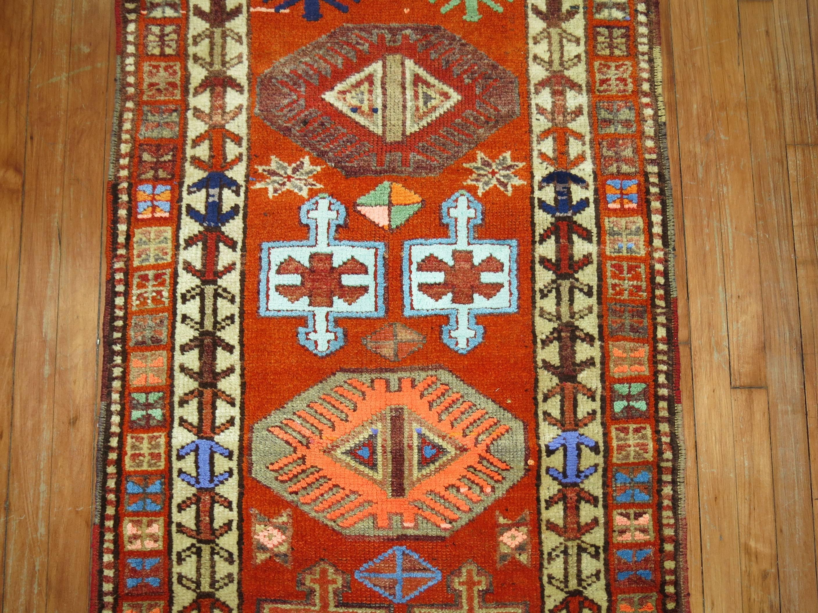 Wool Zabihi Collection Vintage Turkish Anatolian Runner For Sale
