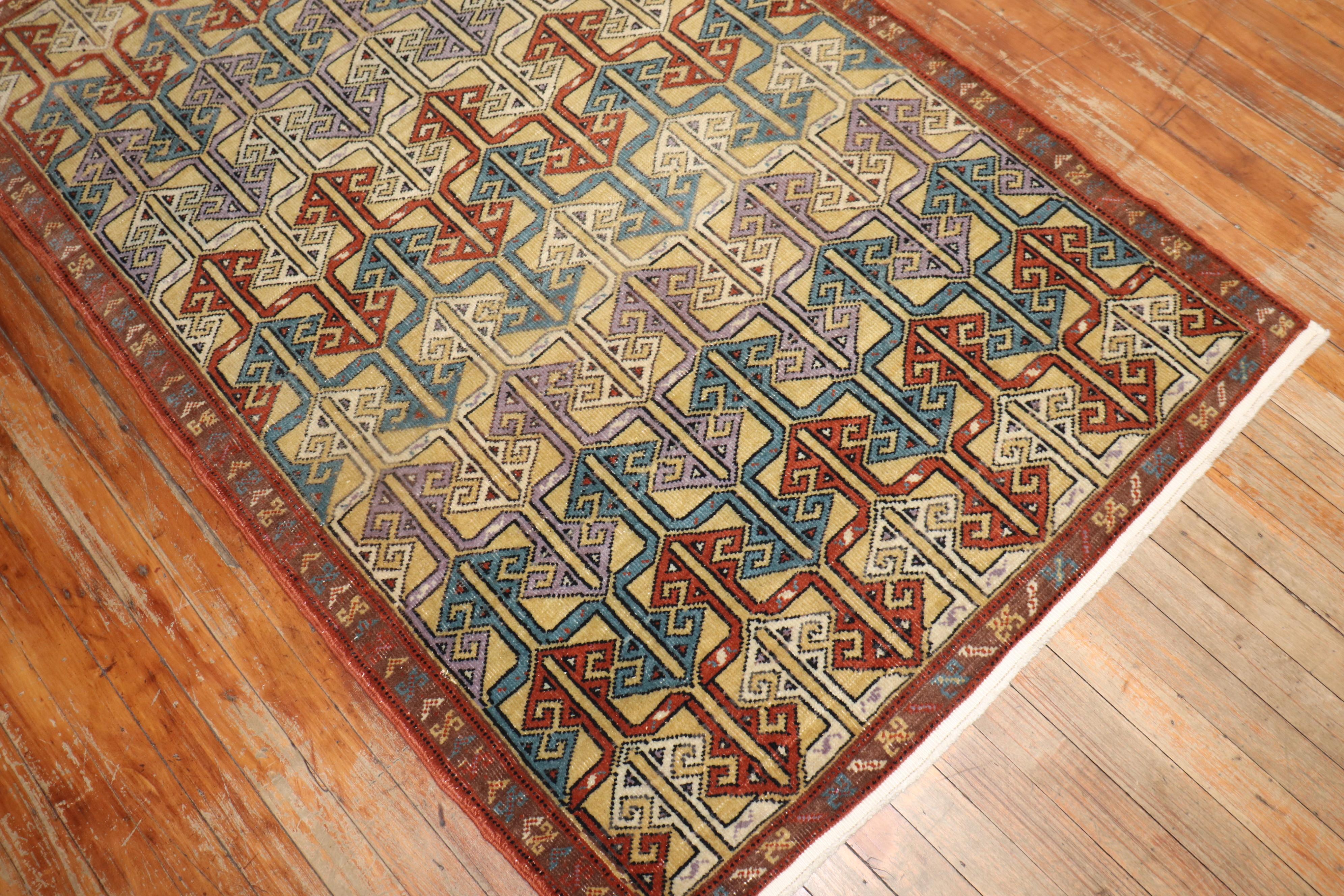 Hand-Knotted Vintage Turkish Anatolian Scatter Rug For Sale