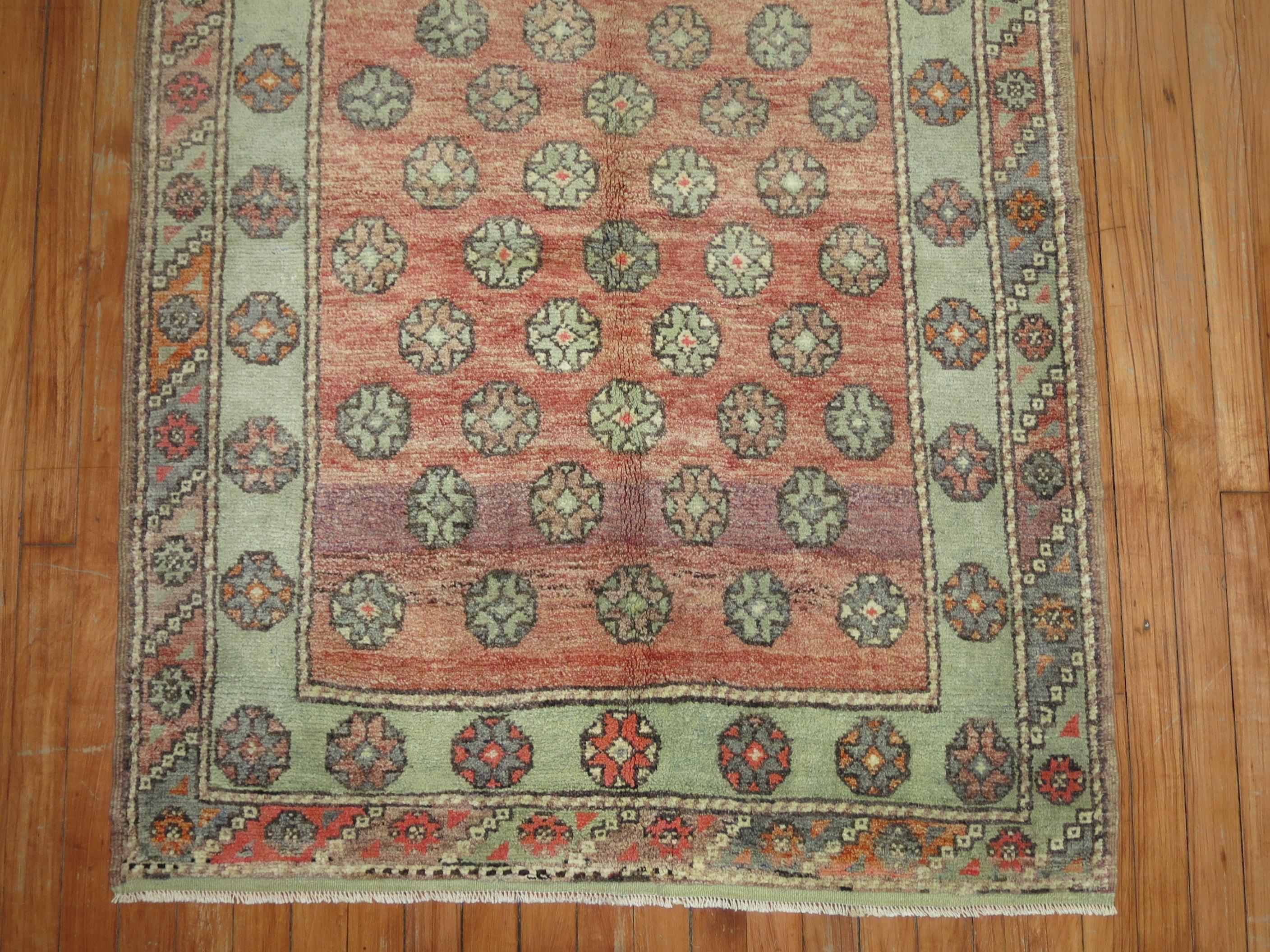 Hand-Knotted Vintage Turkish Anatolian Scatter Rug For Sale