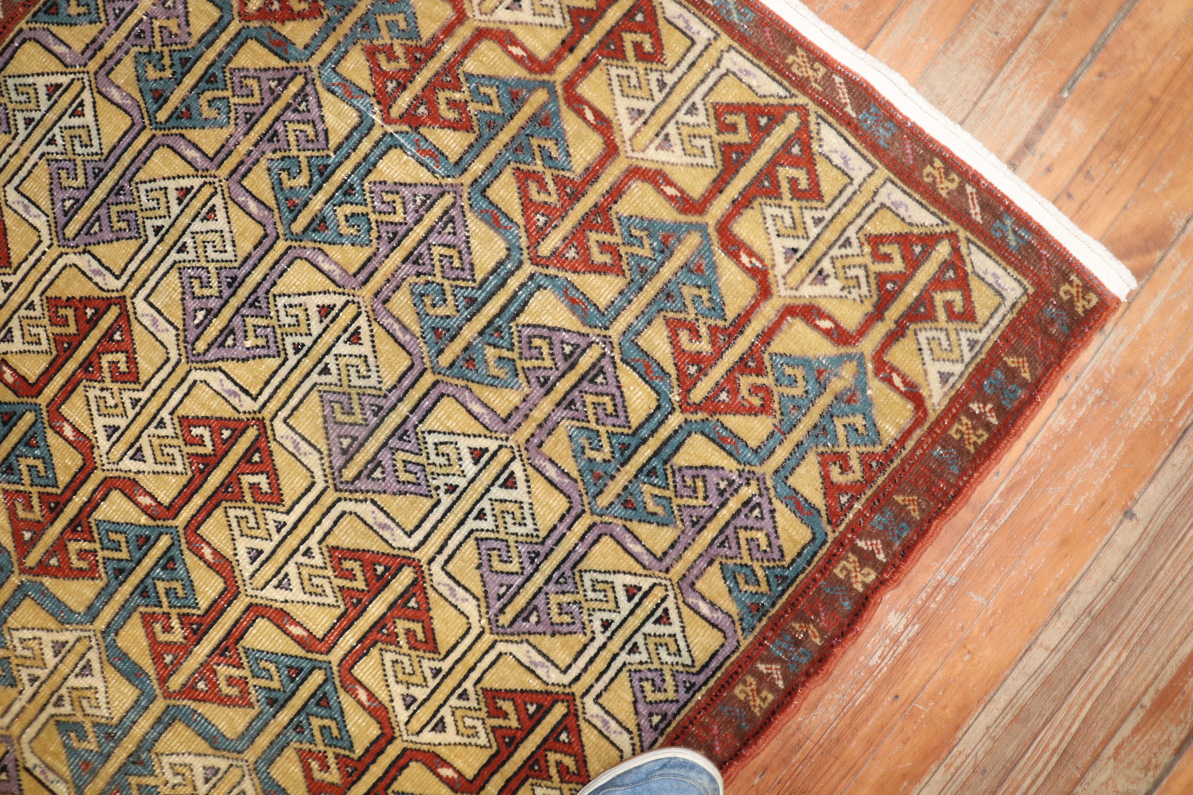 Wool Vintage Turkish Anatolian Scatter Rug For Sale
