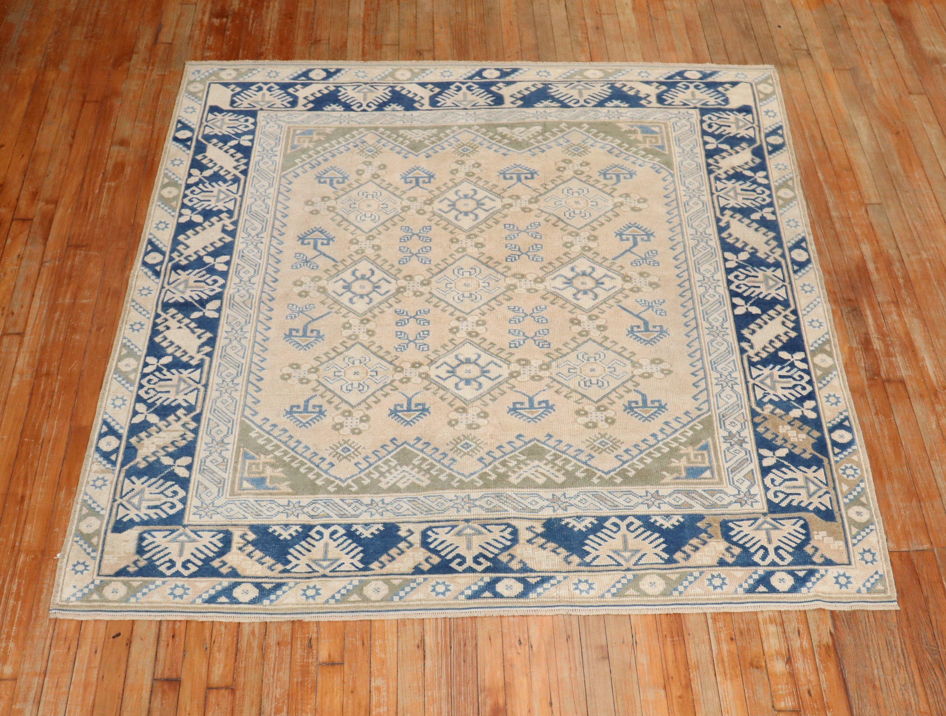 Vintage Turkish Anatolian Square Carpet For Sale 2