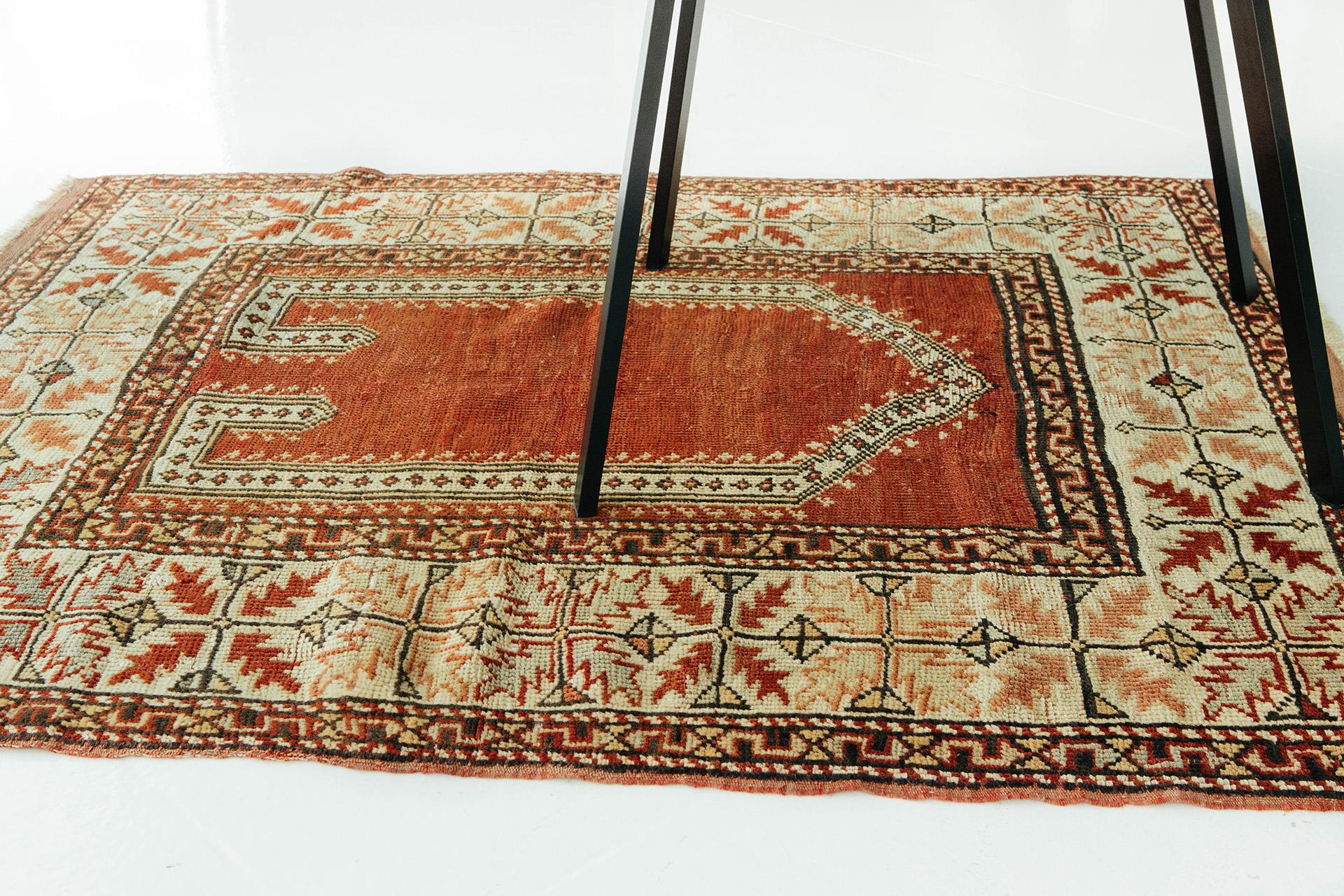 Vintage Turkish Anatolian Square Rug In Good Condition For Sale In WEST HOLLYWOOD, CA