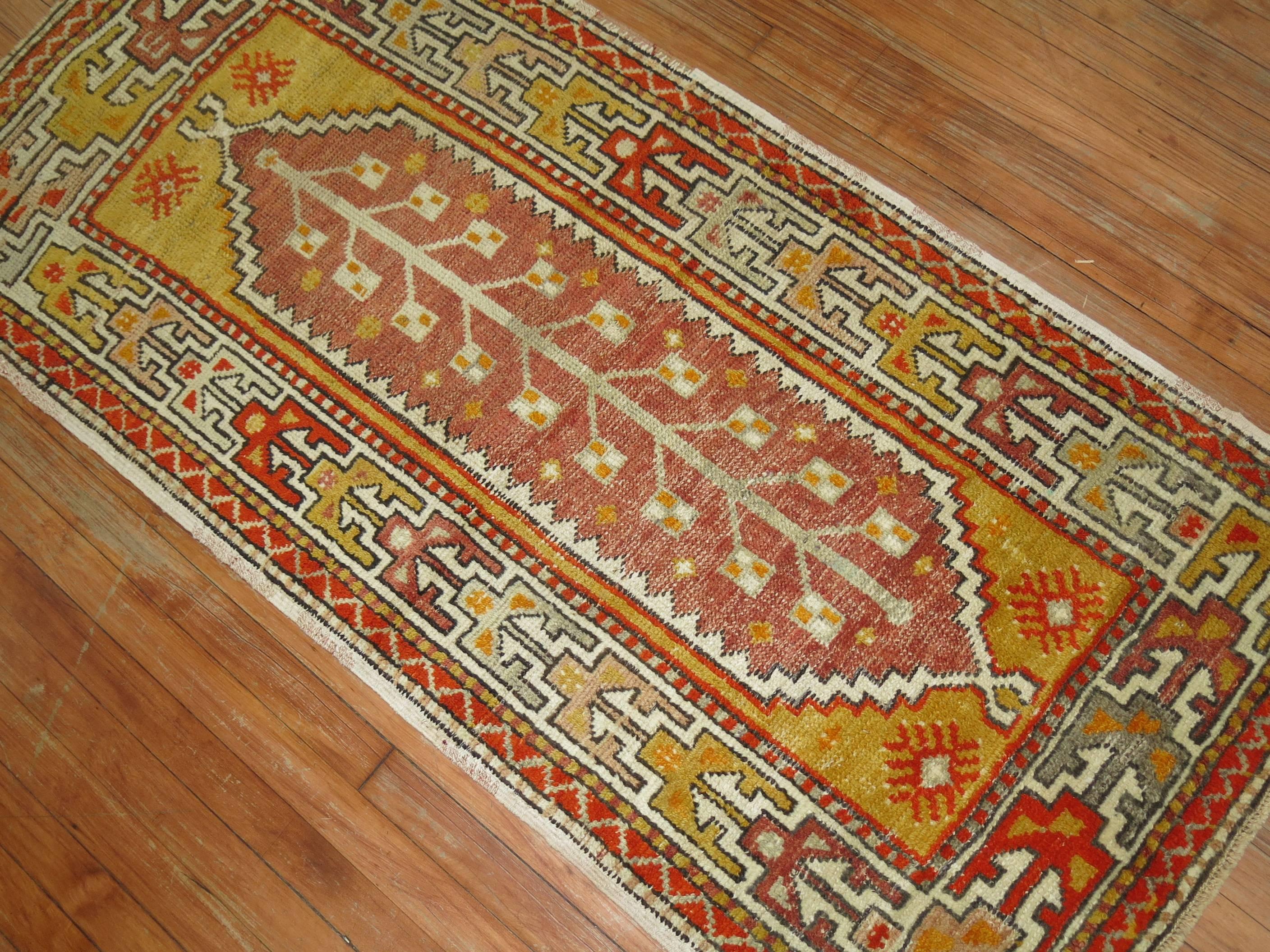 Hand-Knotted Vintage Turkish Anatolian Throw Rug For Sale
