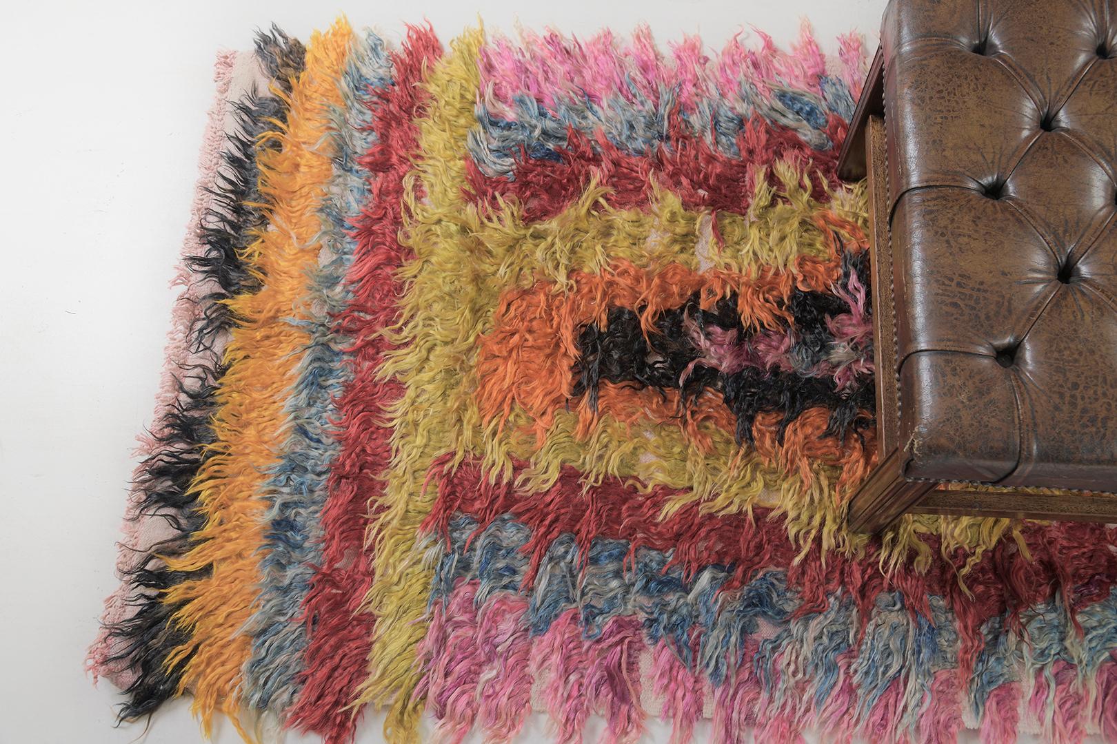 Hand-Knotted Vintage Turkish Anatolian Tulu For Sale