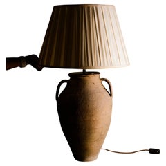 Vintage Turkish Anatolian Twin Handle Terracotta Table Lamp, 20th Century
