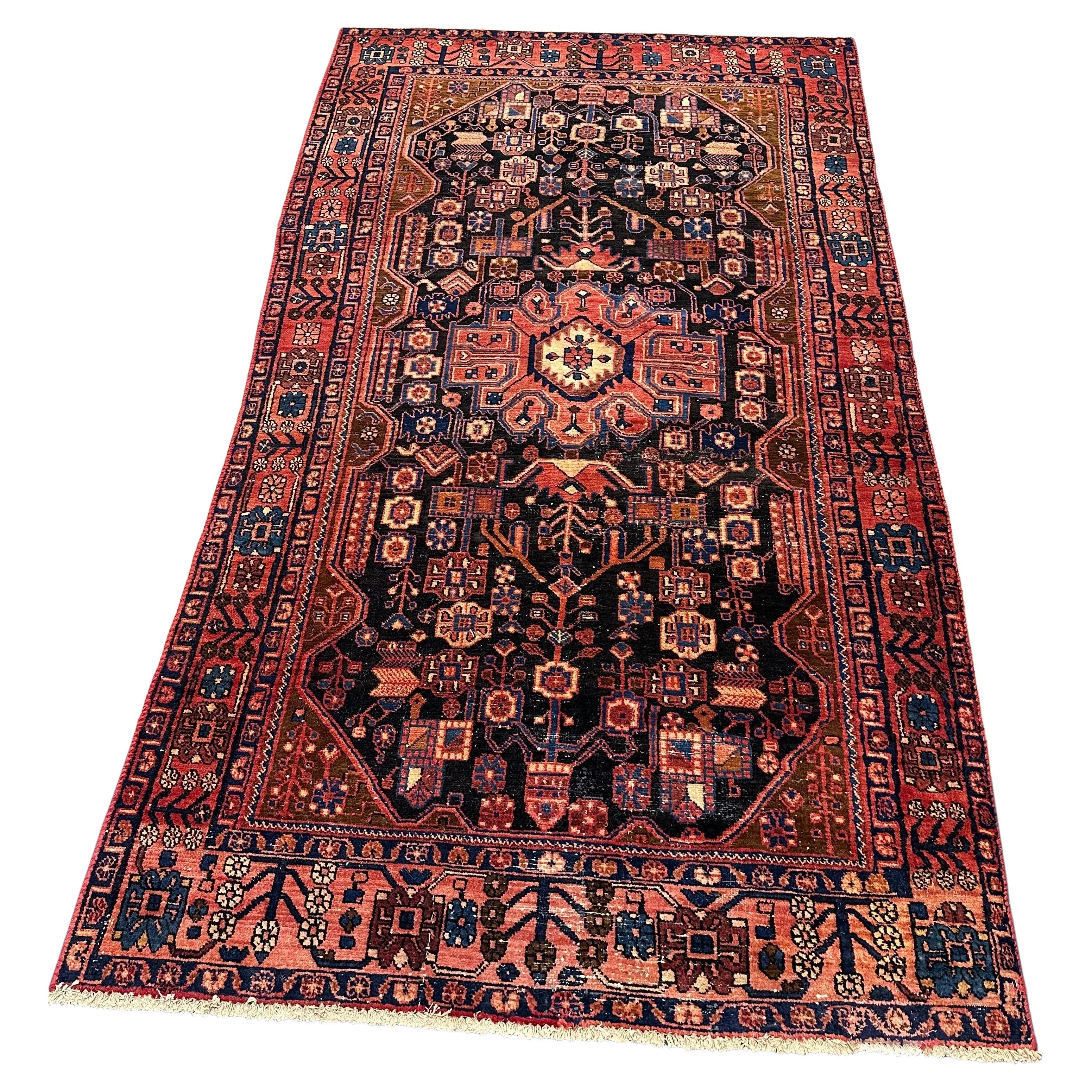 Vintage Turkish Anatolian Wool Hand Knotted Rug Runner 9.2L x 4.5W