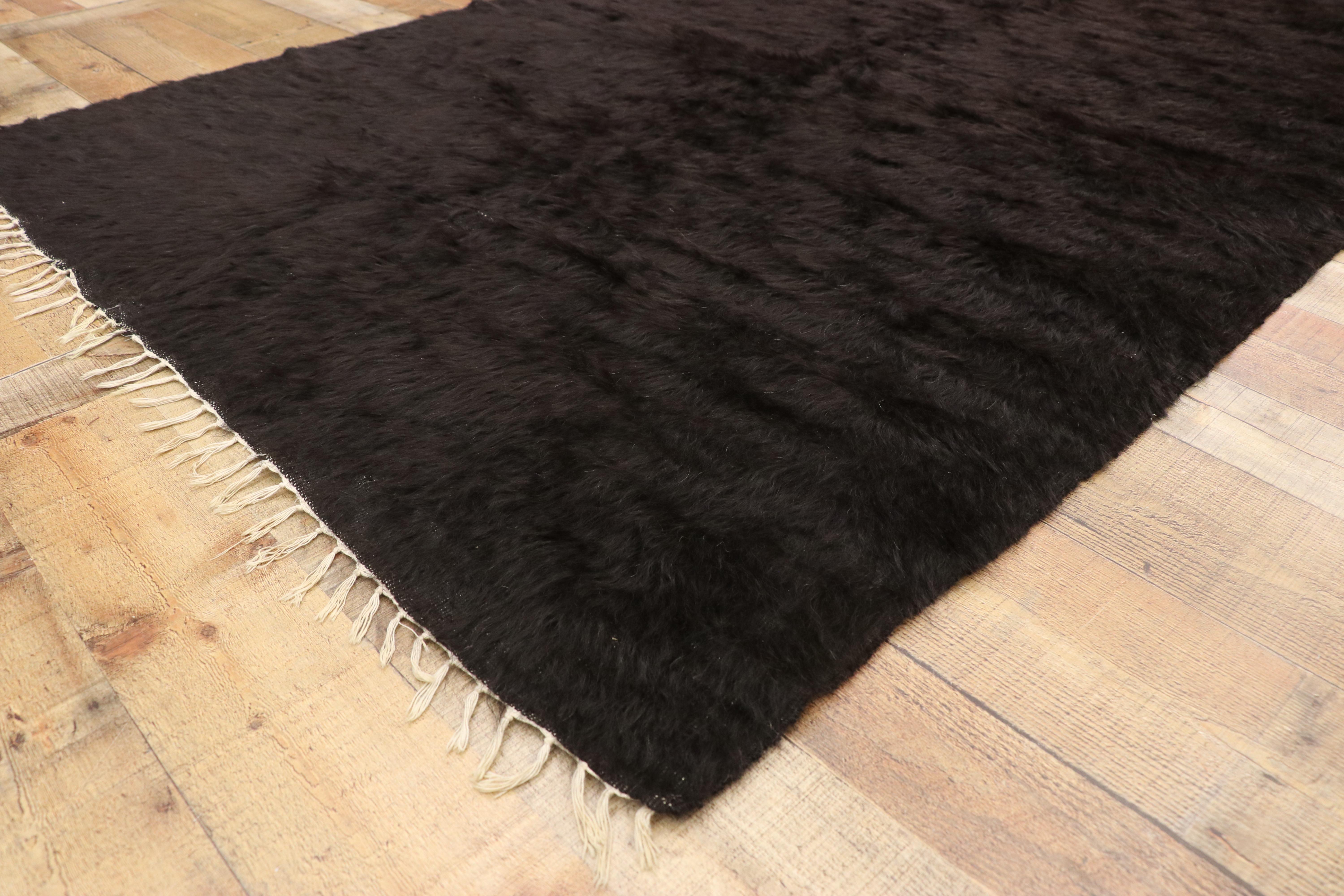 20th Century Vintage Turkish Angora Blanket Rug with Mid-Century Modern Style