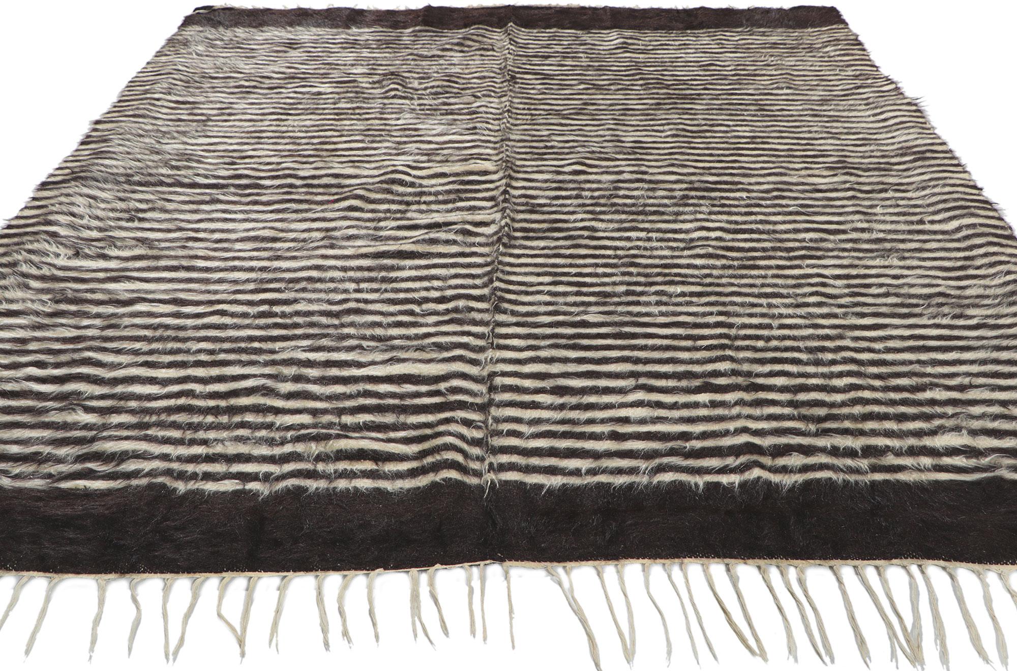 Modern Vintage Turkish Angora Wool Blanket Kilim Rug For Sale
