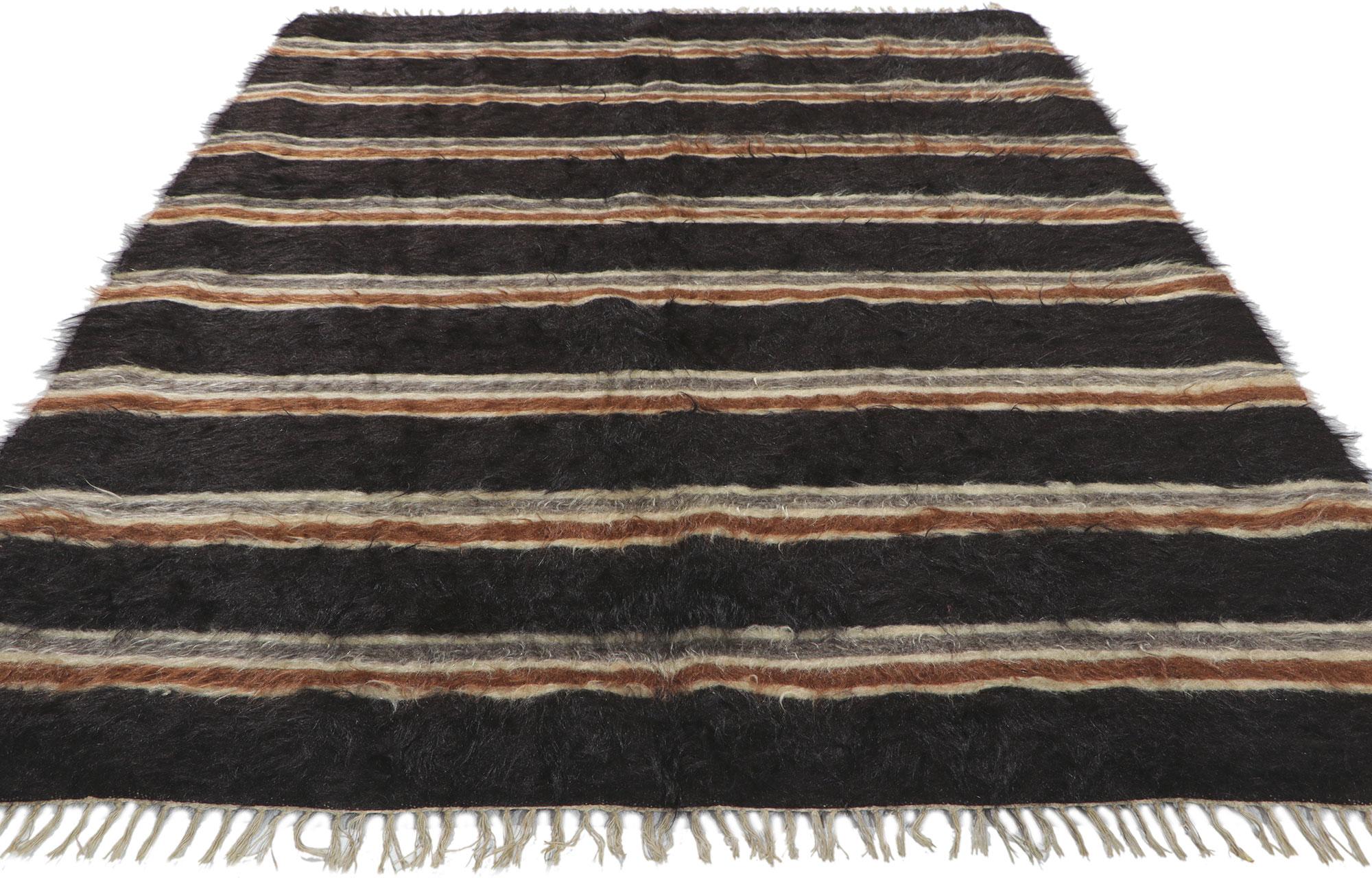 Modern Vintage Turkish Angora Wool Blanket Kilim Rug For Sale