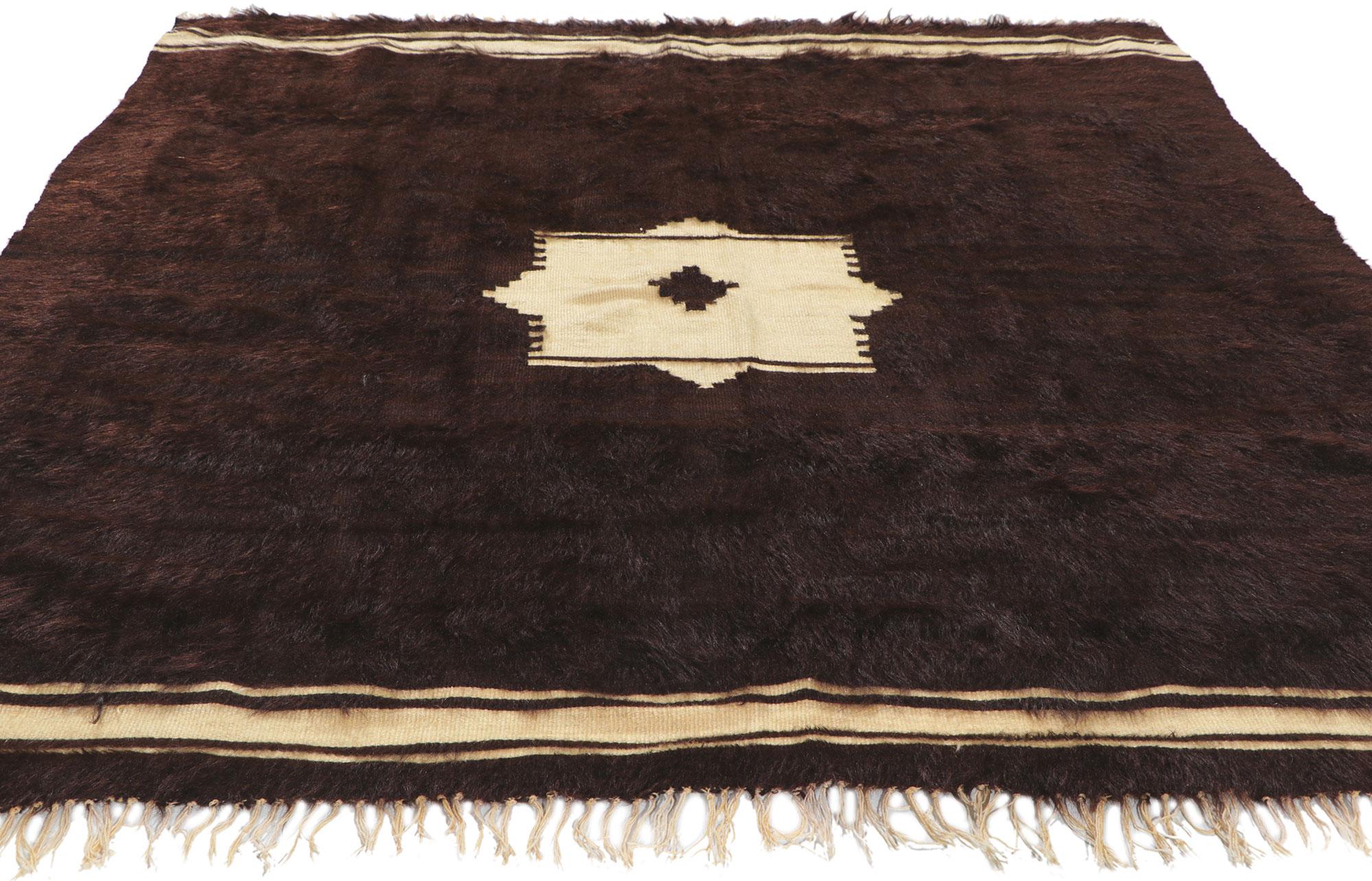 Modern Vintage Turkish Angora Wool Blanket Kilim Rug For Sale