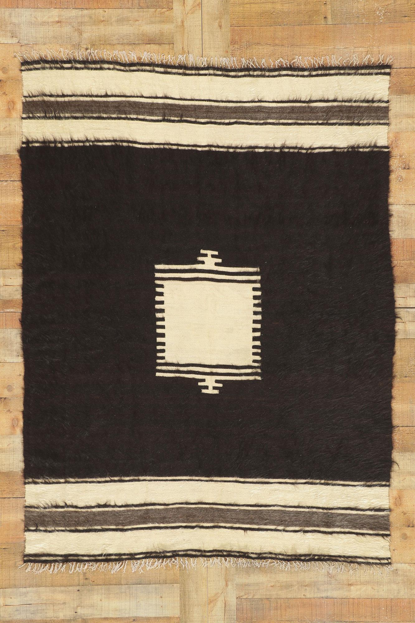 Hand-Woven Vintage Turkish Angora Wool Blanket Kilim Rug For Sale