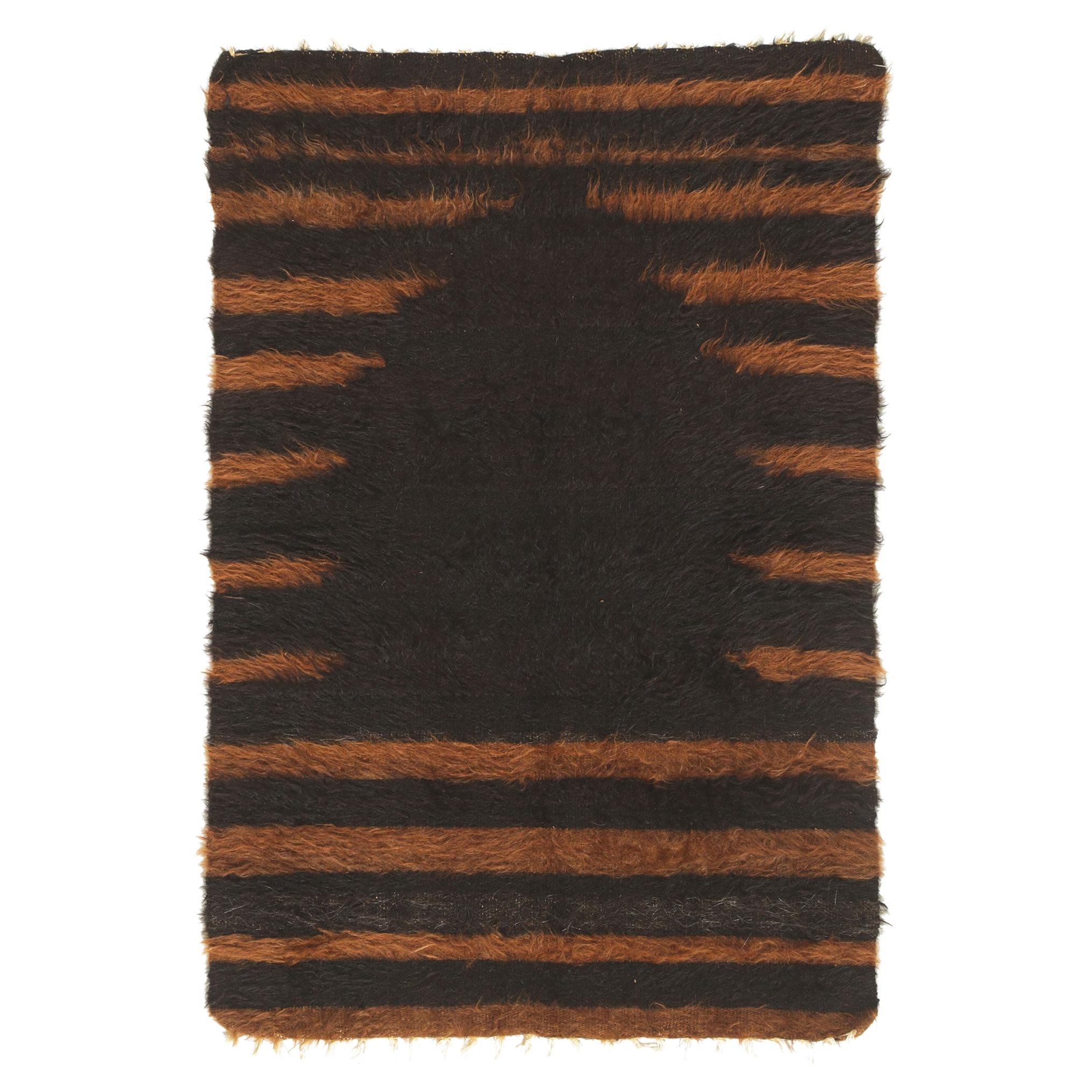 Vintage Turkish Angora Wool Blanket Kilim Rug