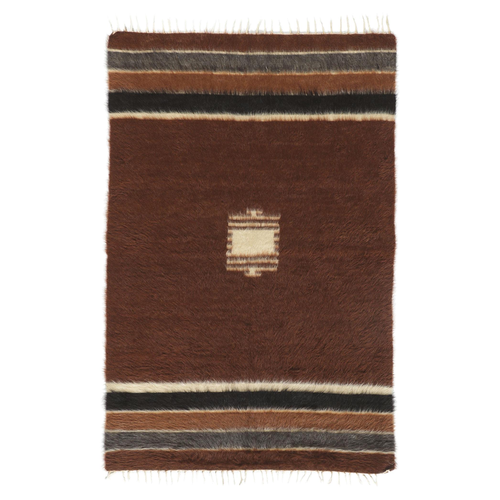 Vintage Turkish Angora Wool Blanket Kilim Rug