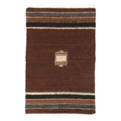 Retro Turkish Angora Wool Blanket Kilim Rug