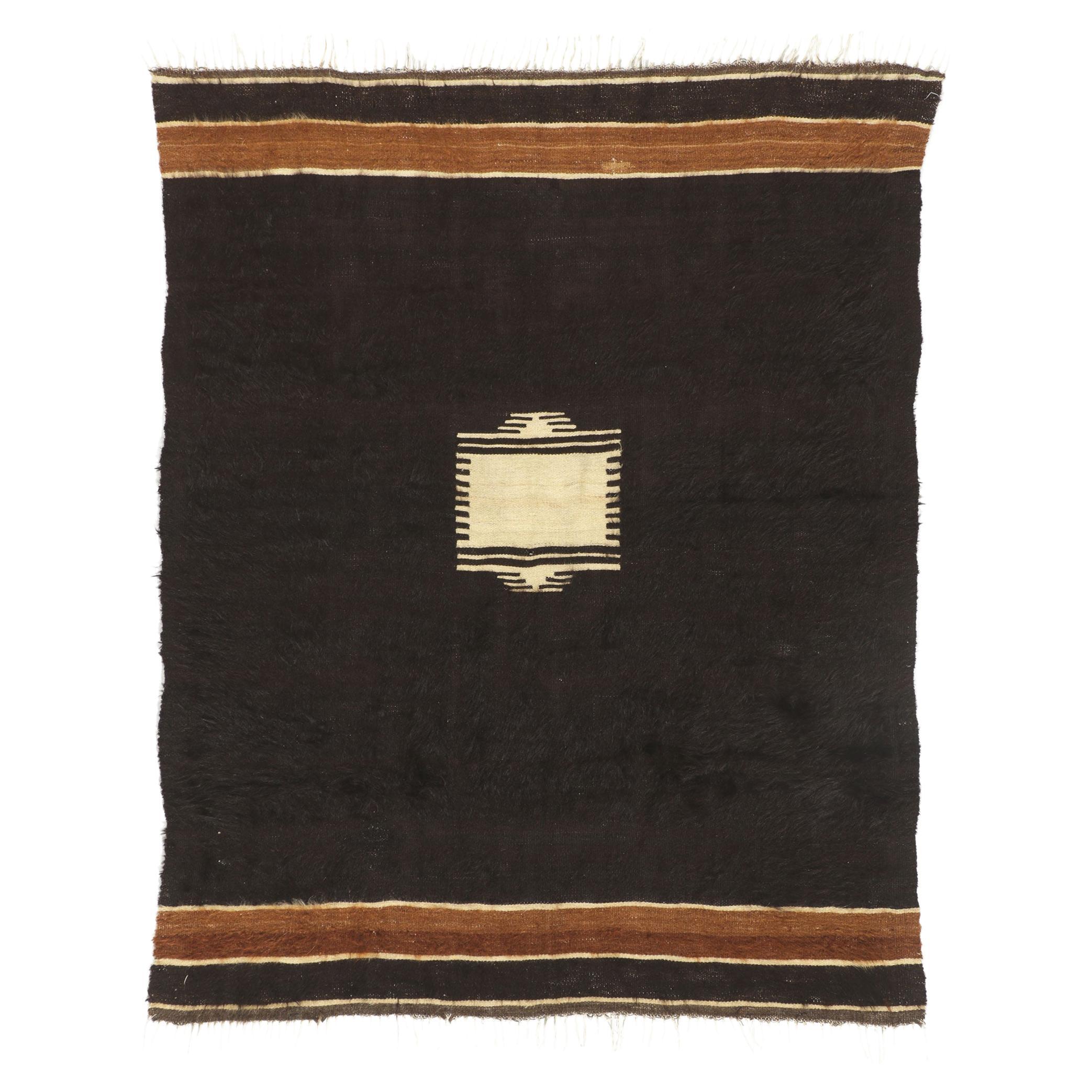 Vintage Turkish Angora Wool Blanket Kilim Rug For Sale