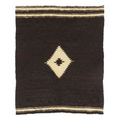 Used Turkish Angora Wool Blanket Kilim Rug