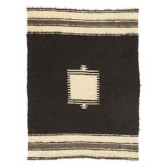 Used Turkish Angora Wool Blanket Kilim Rug