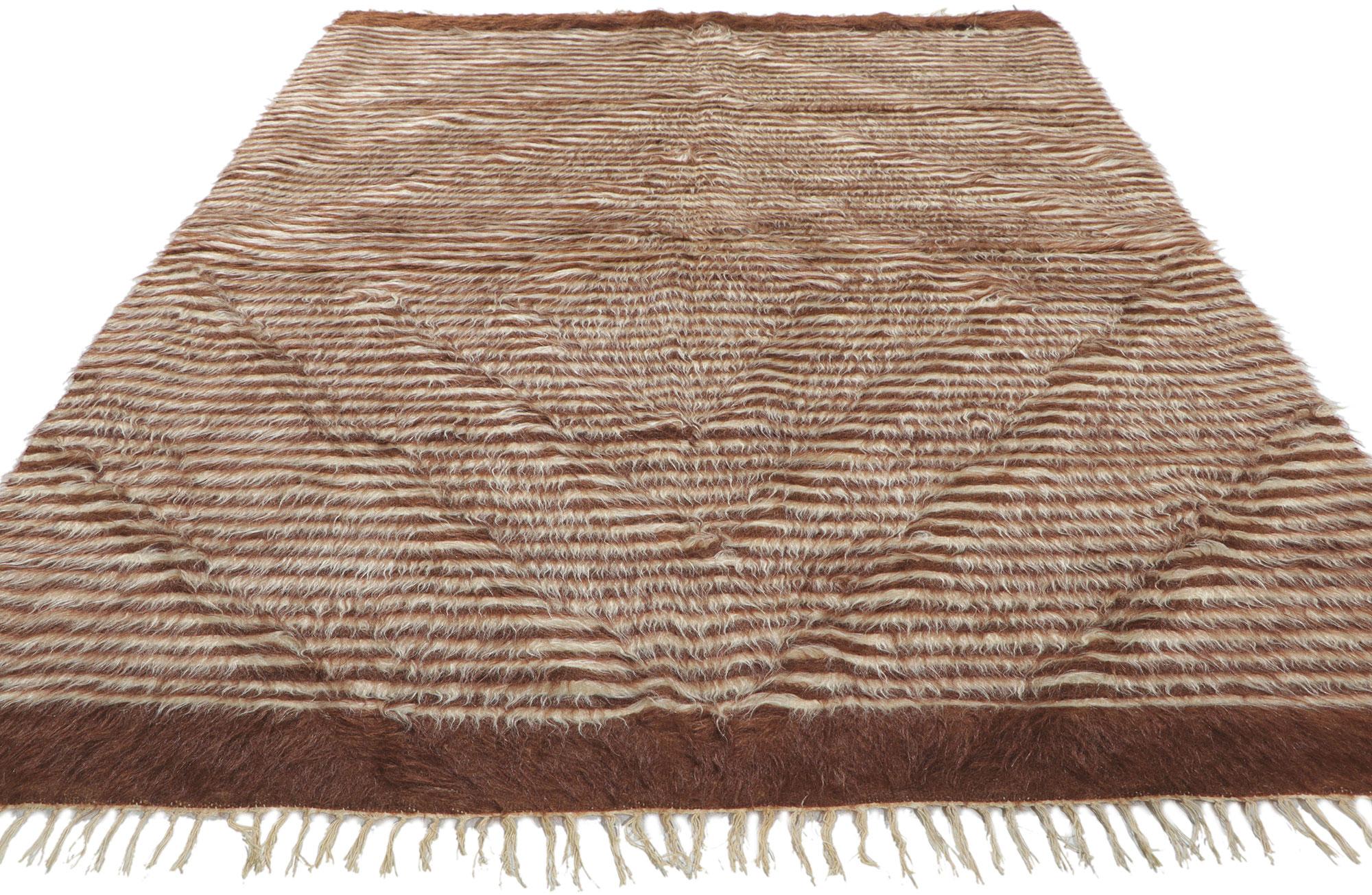 Modern Vintage Turkish Angora Wool Kilim Blanket Rug For Sale