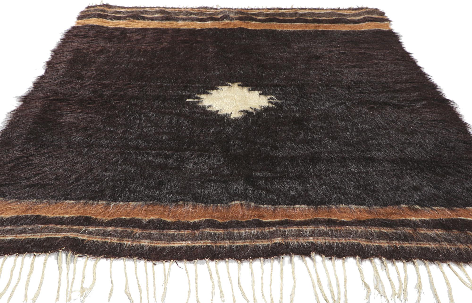 Modern Vintage Turkish Angora Wool Kilim Blanket Rug For Sale